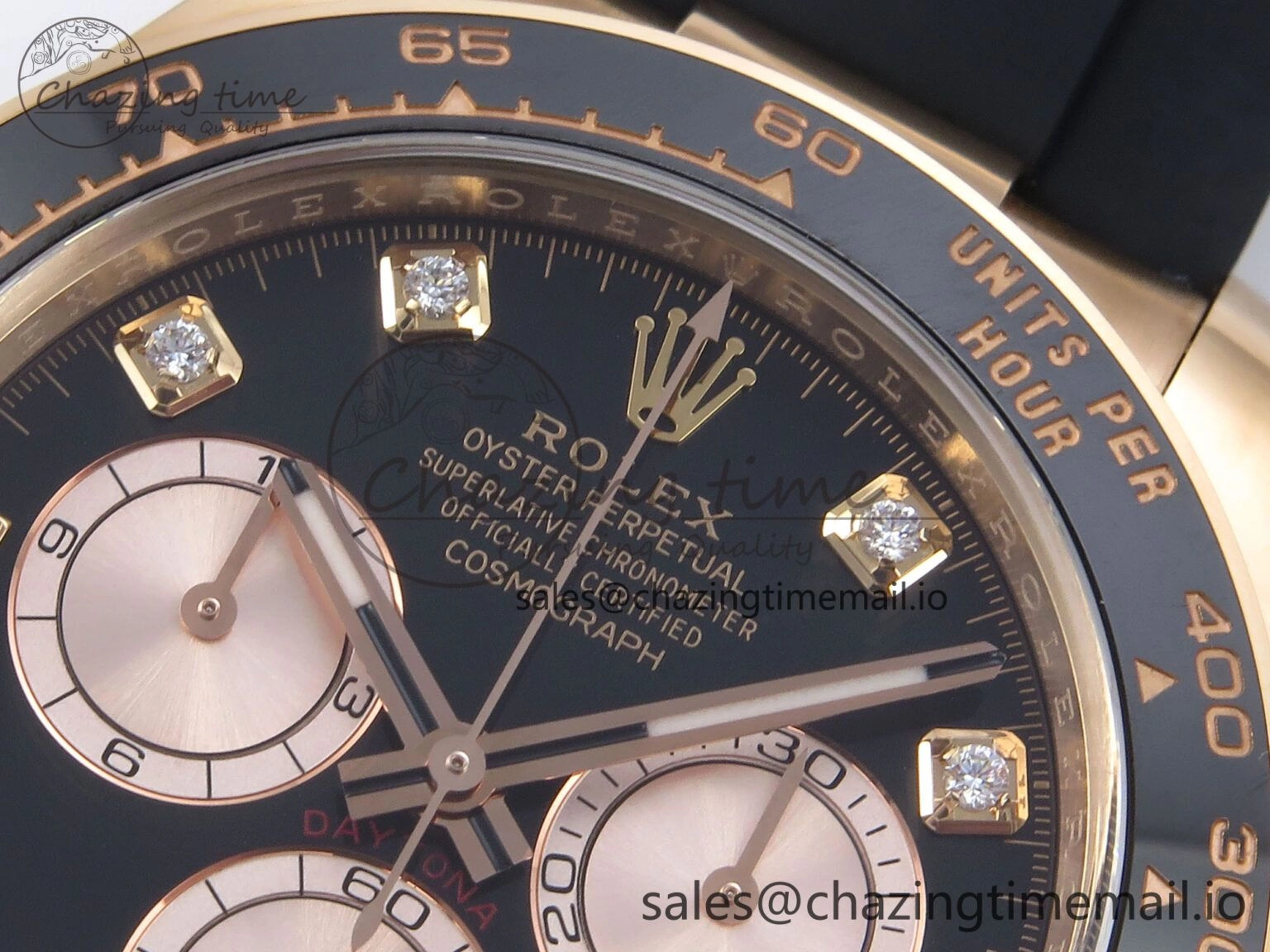 Refined Daytona 126515 RG Clean 1:1 Best Edition Black RG Diamonds Dial on Oysterflex Strap DD 229