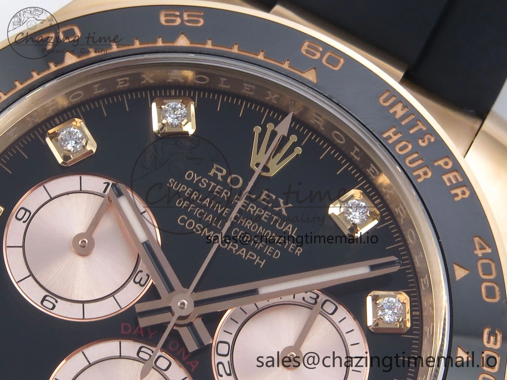 Refined Daytona 126515 RG Clean 1:1 Best Edition Black RG Diamonds Dial on Oysterflex Strap DD 229