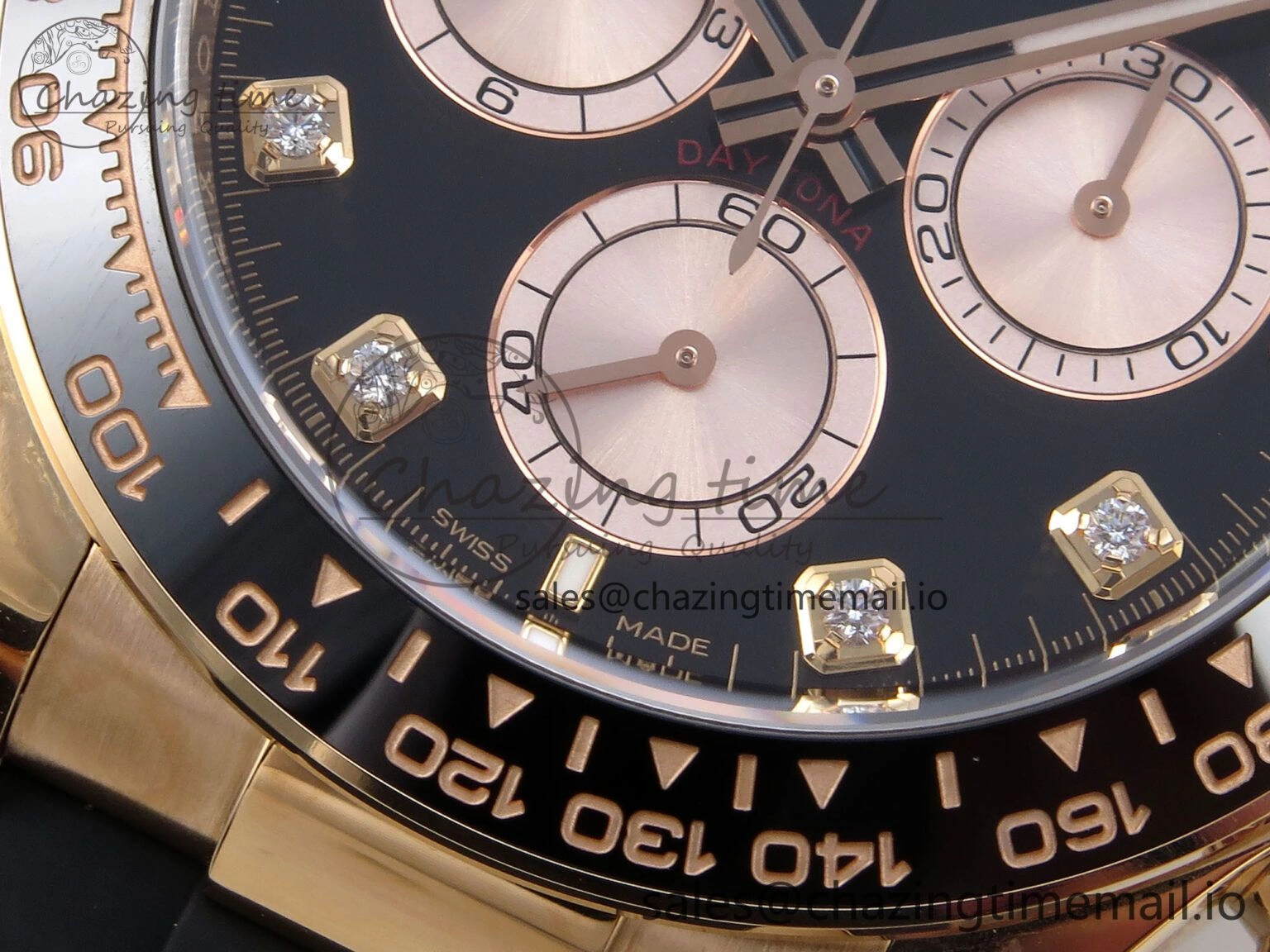 Refined Daytona 126515 RG Clean 1:1 Best Edition Black RG Diamonds Dial on Oysterflex Strap DD 229