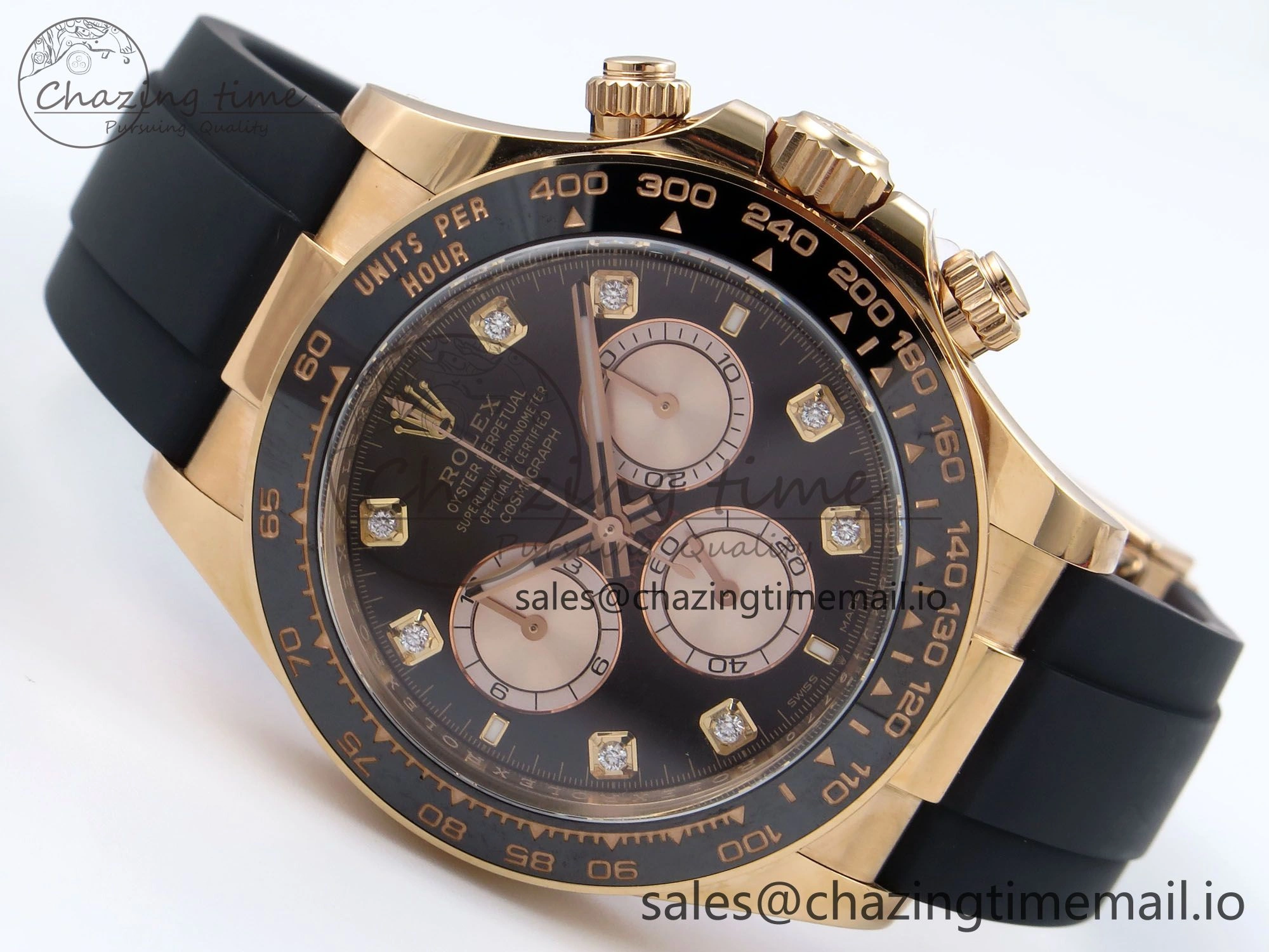 Refined Daytona 126515 RG Clean 1:1 Best Edition Black RG Diamonds Dial on Oysterflex Strap DD 229