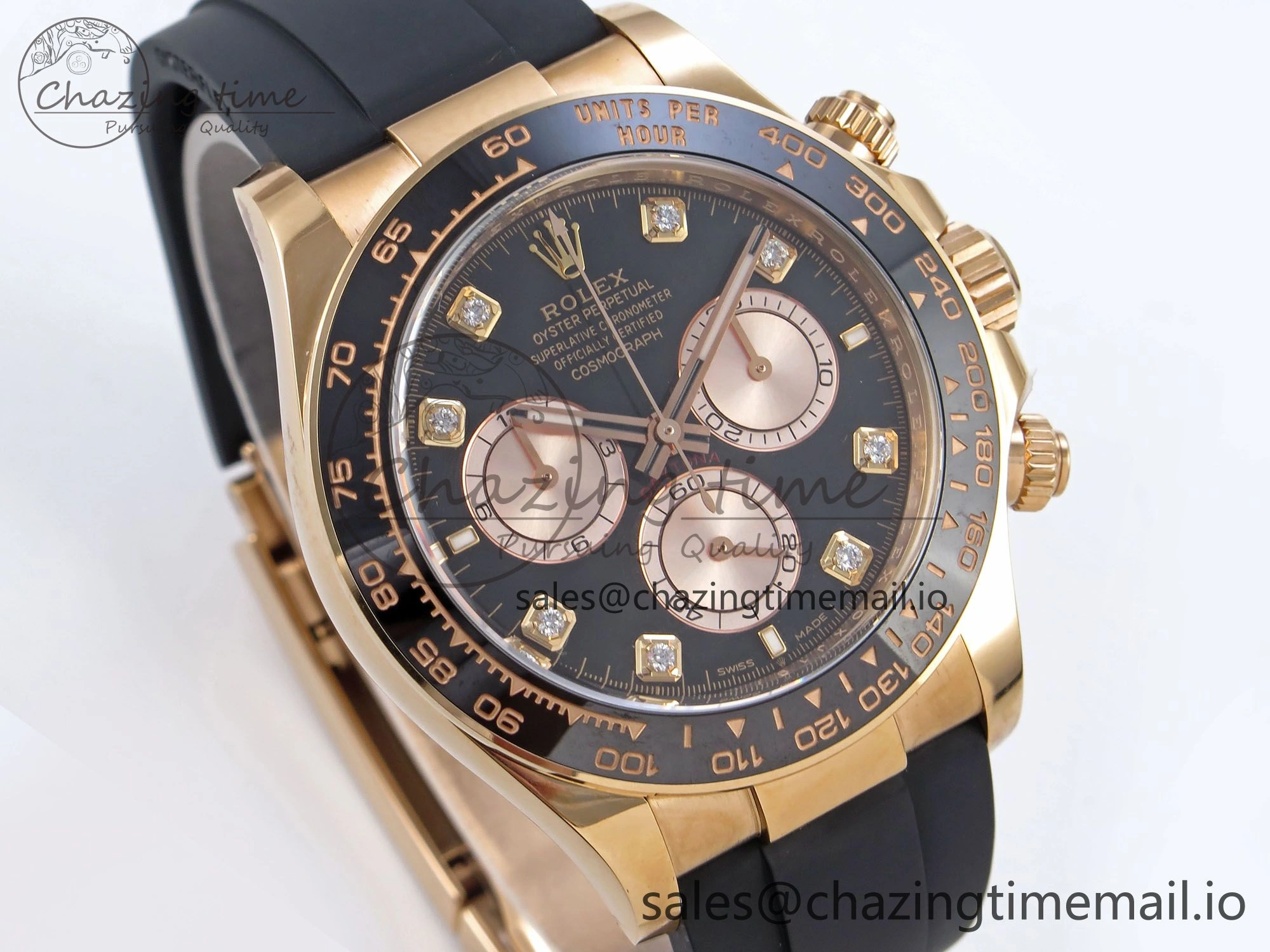 Refined Daytona 126515 RG Clean 1:1 Best Edition Black RG Diamonds Dial on Oysterflex Strap DD 229