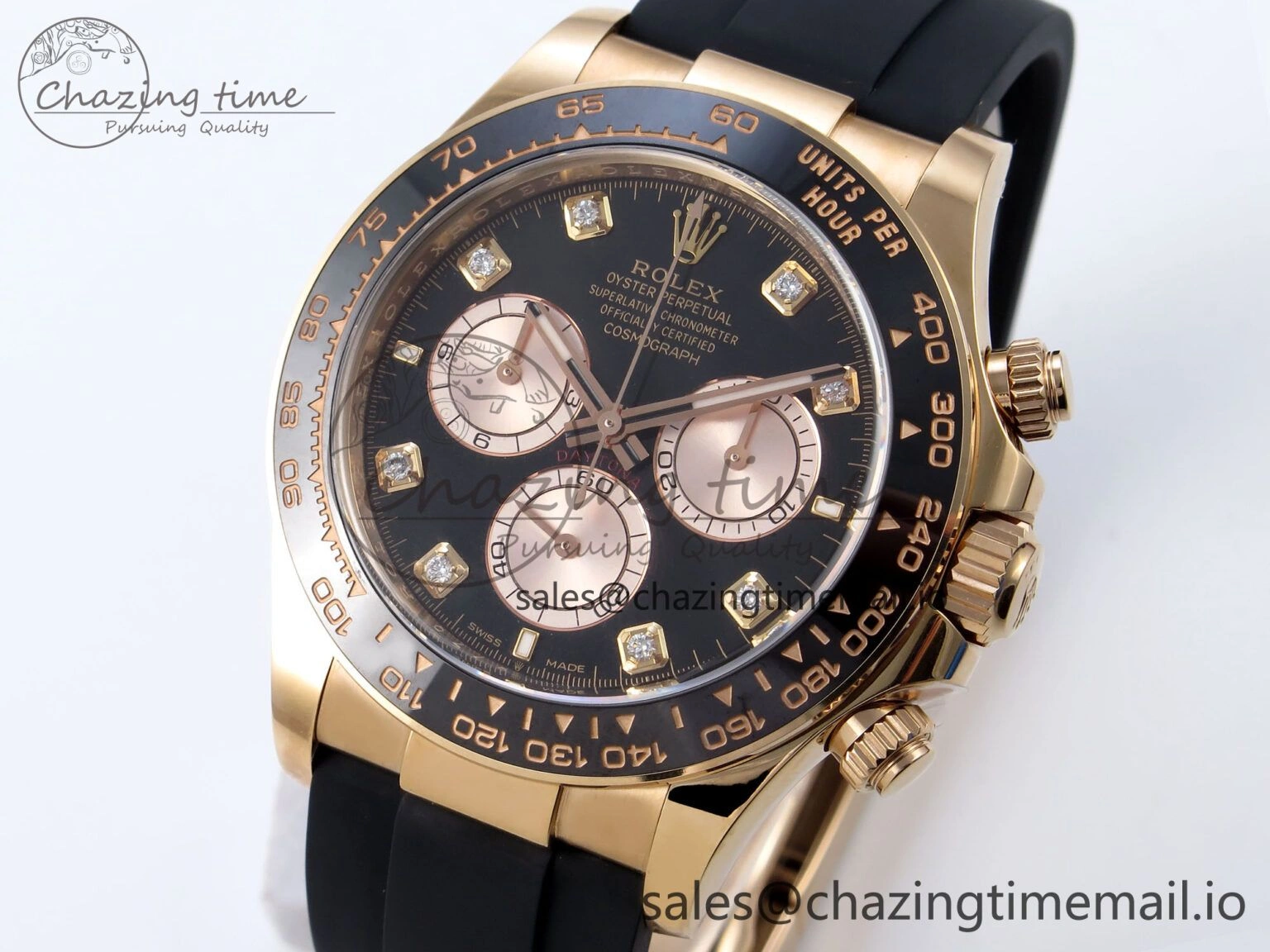 Refined Daytona 126515 RG Clean 1:1 Best Edition Black RG Diamonds Dial on Oysterflex Strap DD 229