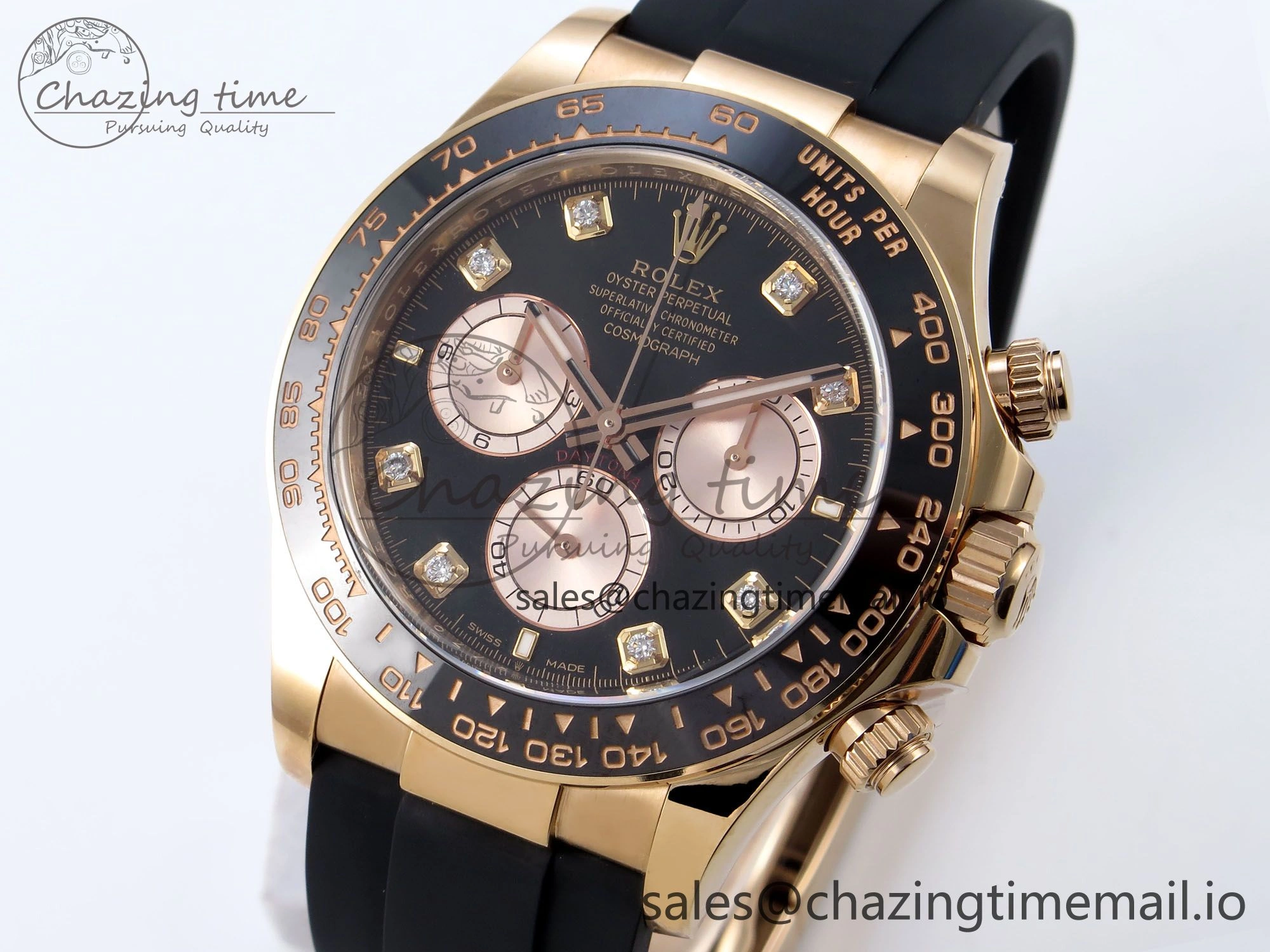 Refined Daytona 126515 RG Clean 1:1 Best Edition Black RG Diamonds Dial on Oysterflex Strap DD 229