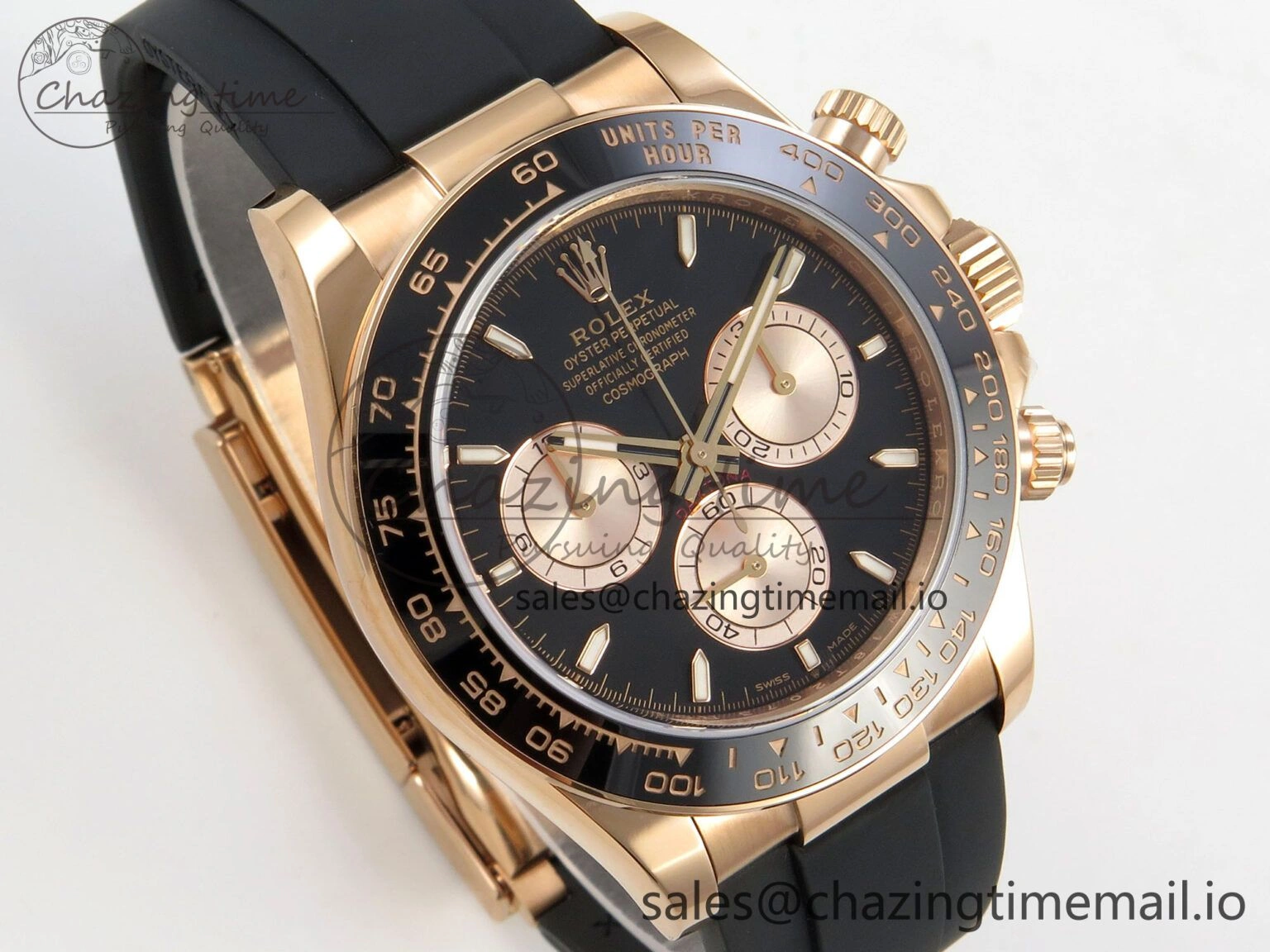 Daytona 126515 VSF 1:1 Best Edition Black RG Dial on Oysterflex Strap VS4131 V2 (Weighted) Stretchable 114