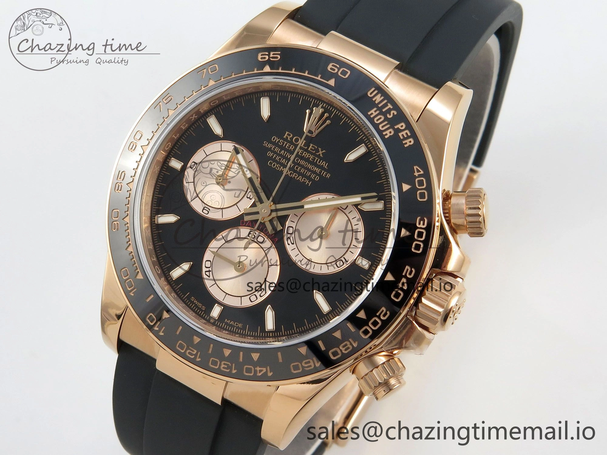 Daytona 126515 VSF 1:1 Best Edition Black RG Dial on Oysterflex Strap VS4131 V2 (Weighted) Stretchable 114