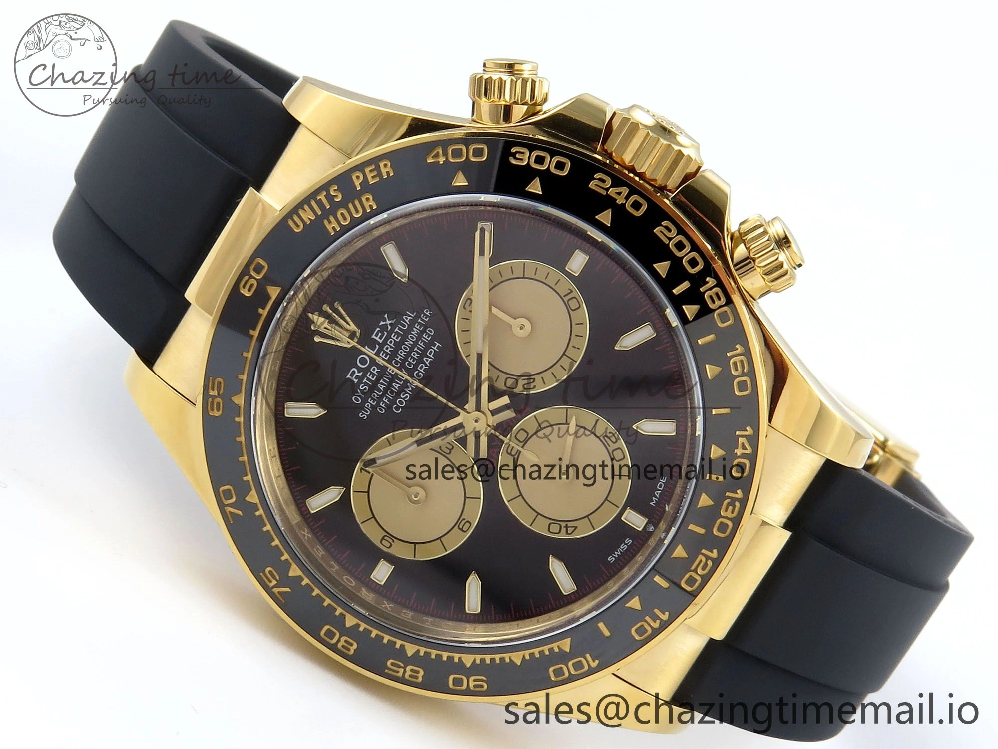 UrbanStyle Daytona 126518 Clean YG 1:1 Best Edition Black YG Dial on Oysterflex Rubber Strap DD 234