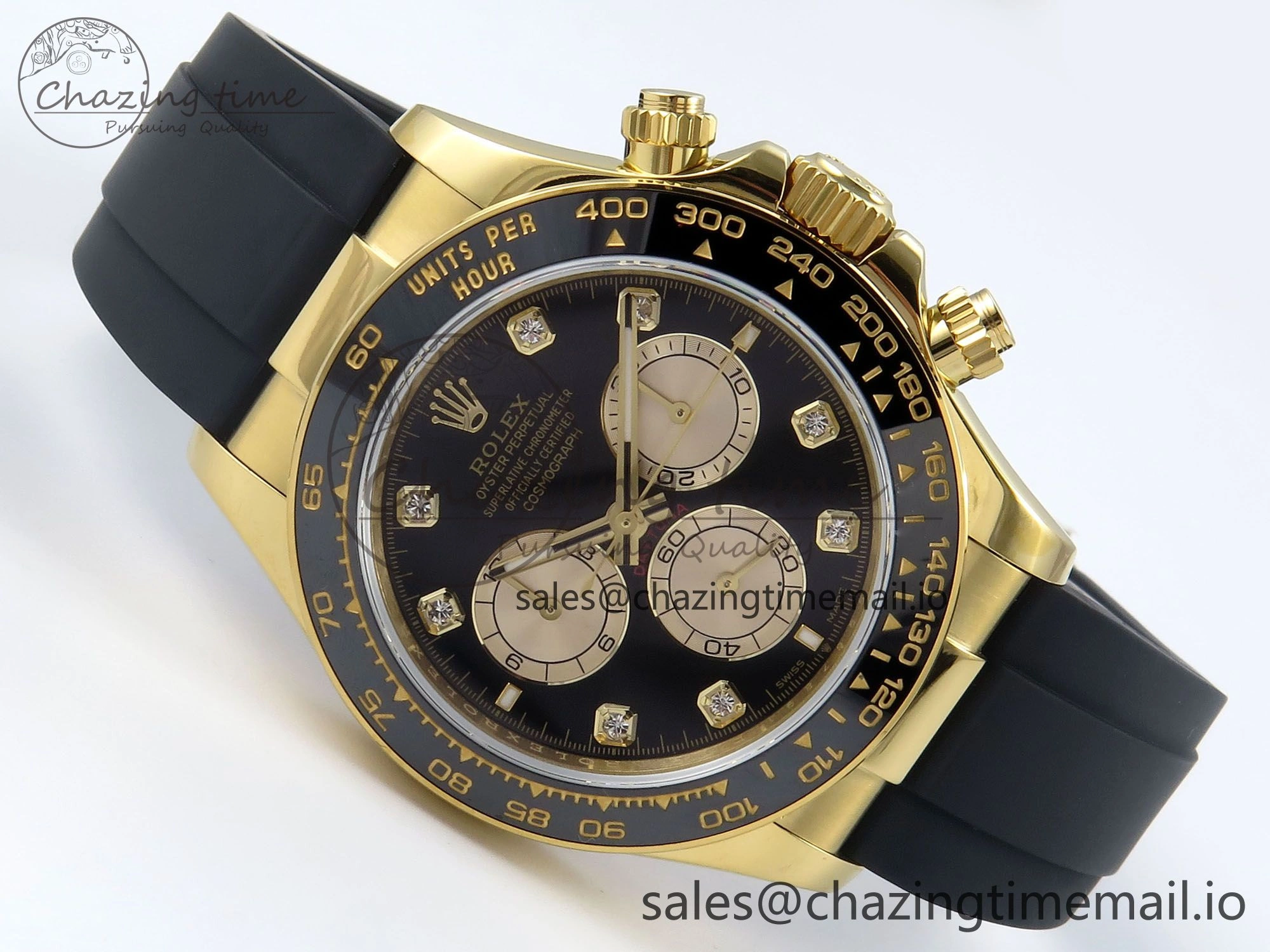 Affordable Daytona 126518 QF 1:1 Best Edition Black YG Diamonds Dial on Oysterflex Strap QF4131 V 344