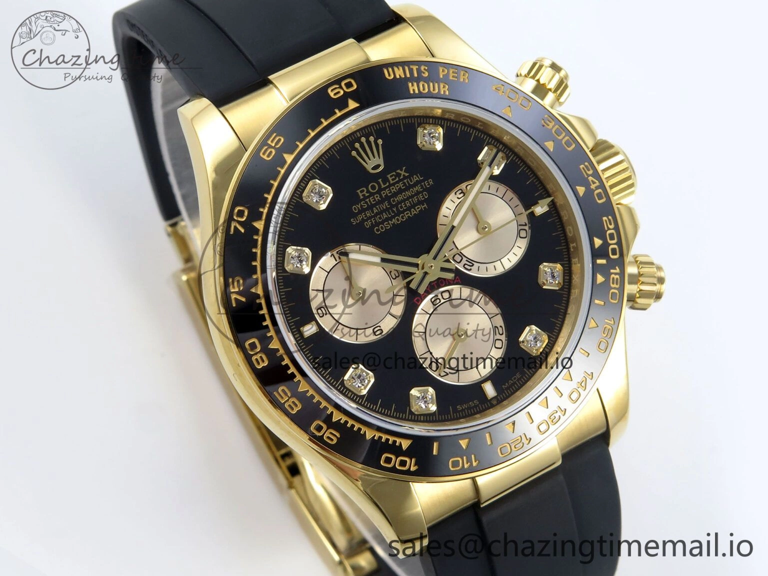 Affordable Daytona 126518 QF 1:1 Best Edition Black YG Diamonds Dial on Oysterflex Strap QF4131 V 344