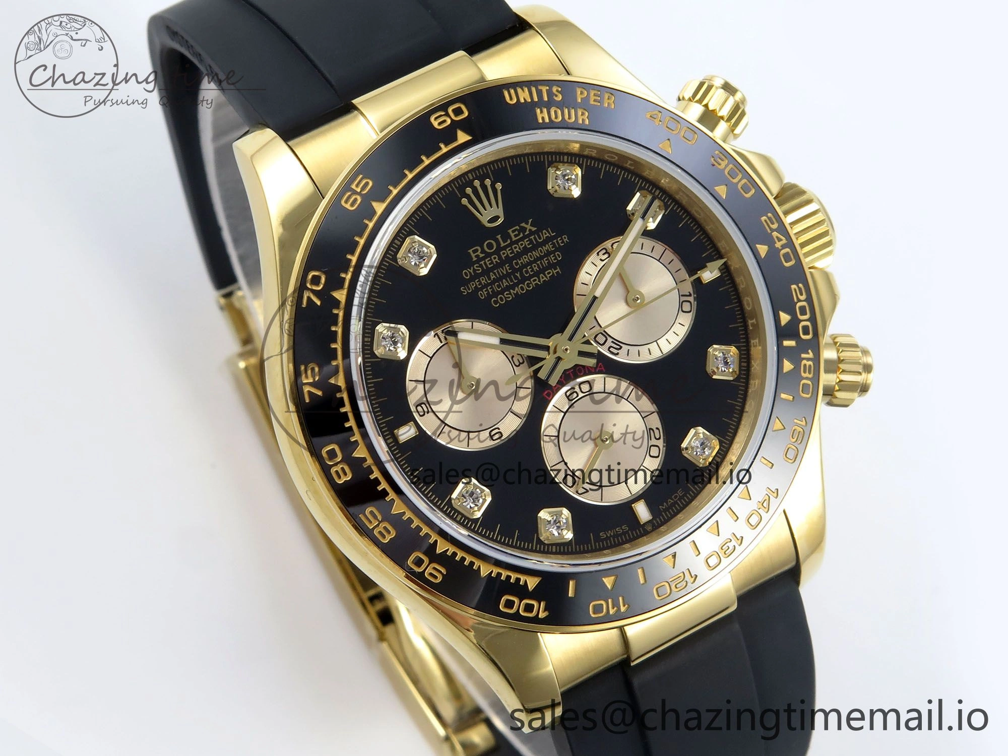 Affordable Daytona 126518 QF 1:1 Best Edition Black YG Diamonds Dial on Oysterflex Strap QF4131 V 344