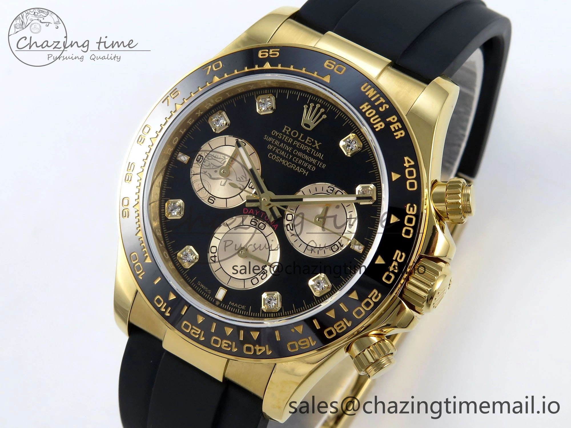 Affordable Daytona 126518 QF 1:1 Best Edition Black YG Diamonds Dial on Oysterflex Strap QF4131 V 344