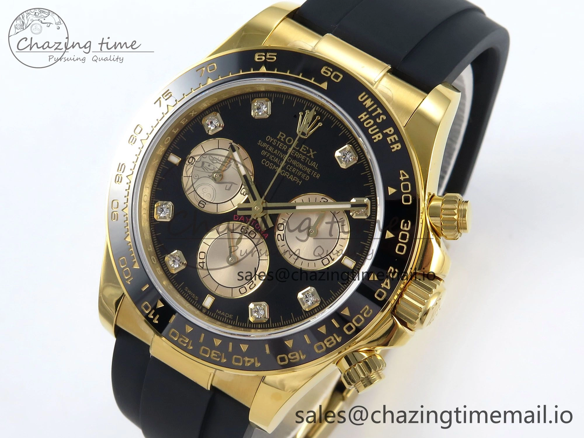 ComfortFit Daytona 126518 QF 1:1 Best Edition Black YG Diamonds Dial on Oysterflex Strap SH4131 V 284