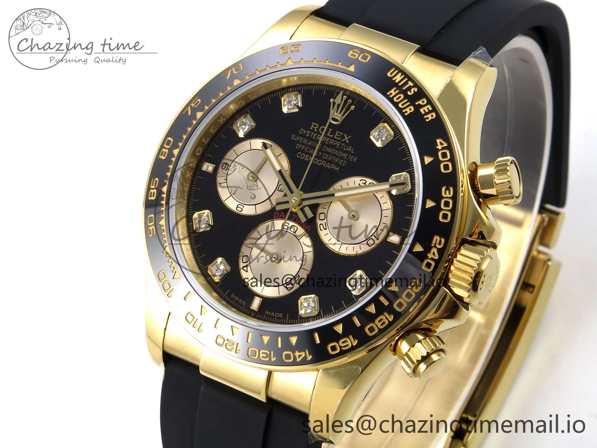 Daytona 126518 QF 1:1 Best Edition Black YG Diamonds Dial on Oysterflex Strap SH4131 V6（Gain Weight） NewStyle 1202