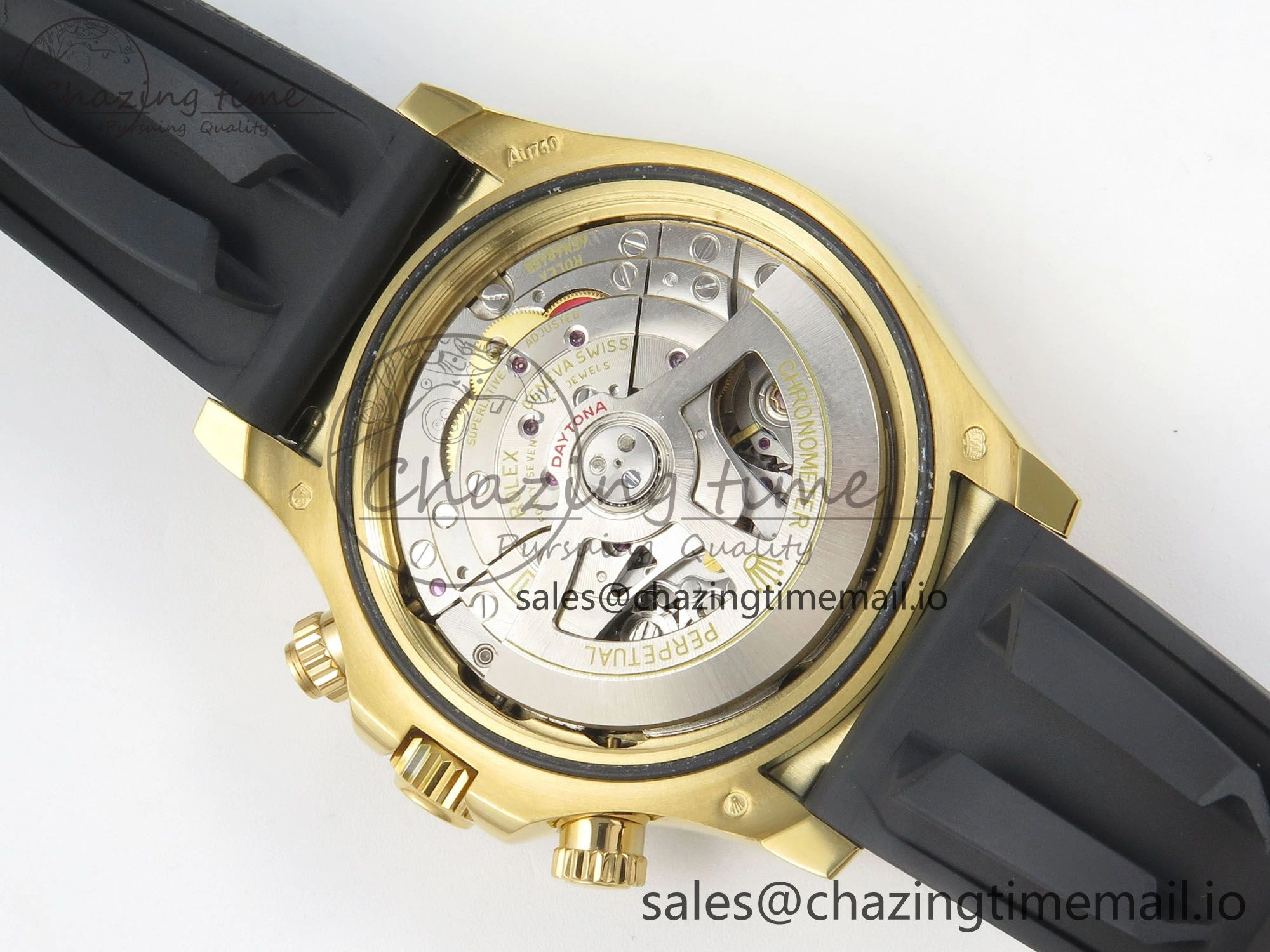Elegant Daytona 126518 YG Clean 1:1 Best Edition 904L Black YG Diamond Dial on Oysterflex Rubber Strap DD 235