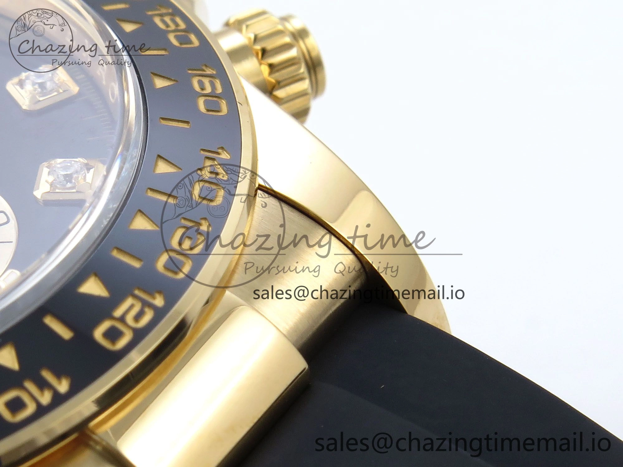 Elegant Daytona 126518 YG Clean 1:1 Best Edition 904L Black YG Diamond Dial on Oysterflex Rubber Strap DD 235