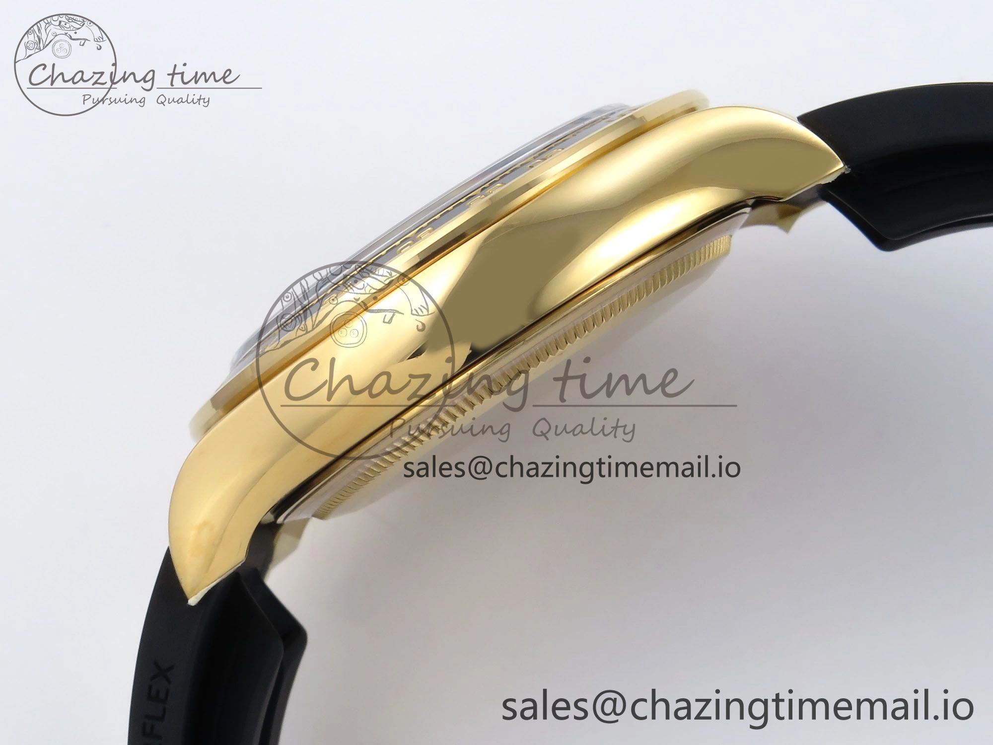 Elegant Daytona 126518 YG Clean 1:1 Best Edition 904L Black YG Diamond Dial on Oysterflex Rubber Strap DD 235