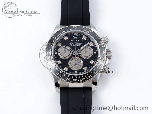 Casual Daytona 126519 QF 1:1 Best Edition Black Silver Diamonds Dial on Oysterflex Strap SH4131 V 1304
