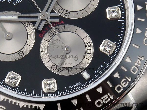 Casual Daytona 126519 QF 1:1 Best Edition Black Silver Diamonds Dial on Oysterflex Strap SH4131 V 1304