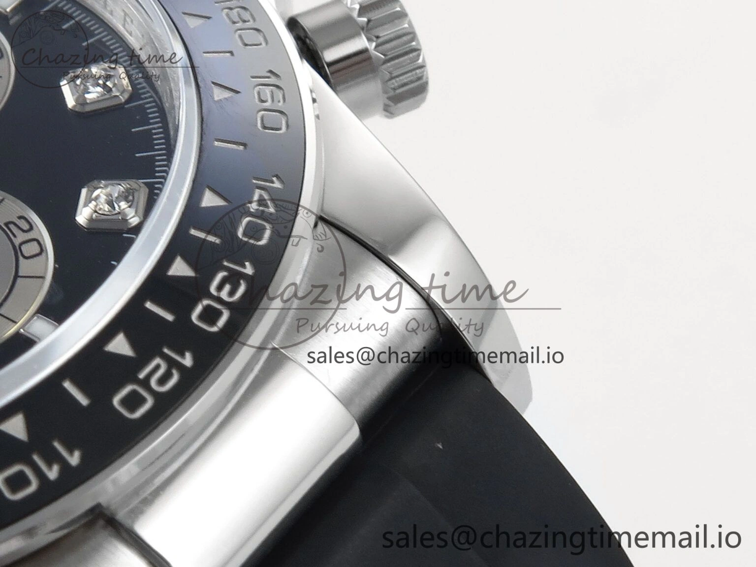 FreshLook Daytona 126519 QF 1:1 Best Edition Black Silver Diamonds Dial on Oysterflex Strap SH4131 V 703