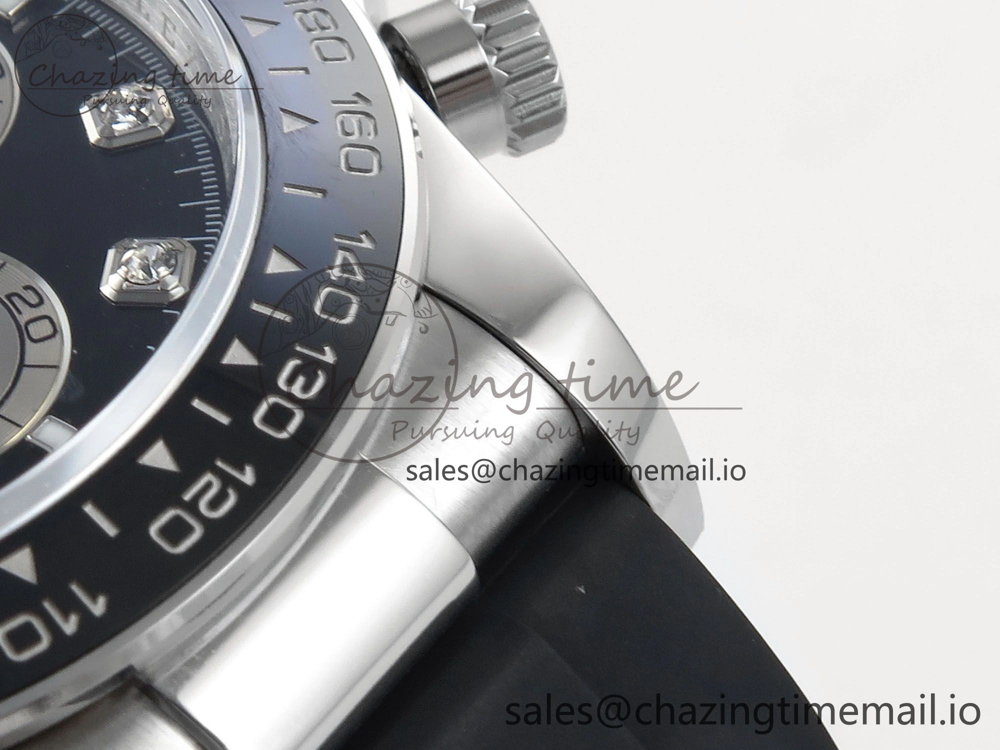 FreshLook Daytona 126519 QF 1:1 Best Edition Black Silver Diamonds Dial on Oysterflex Strap SH4131 V 703