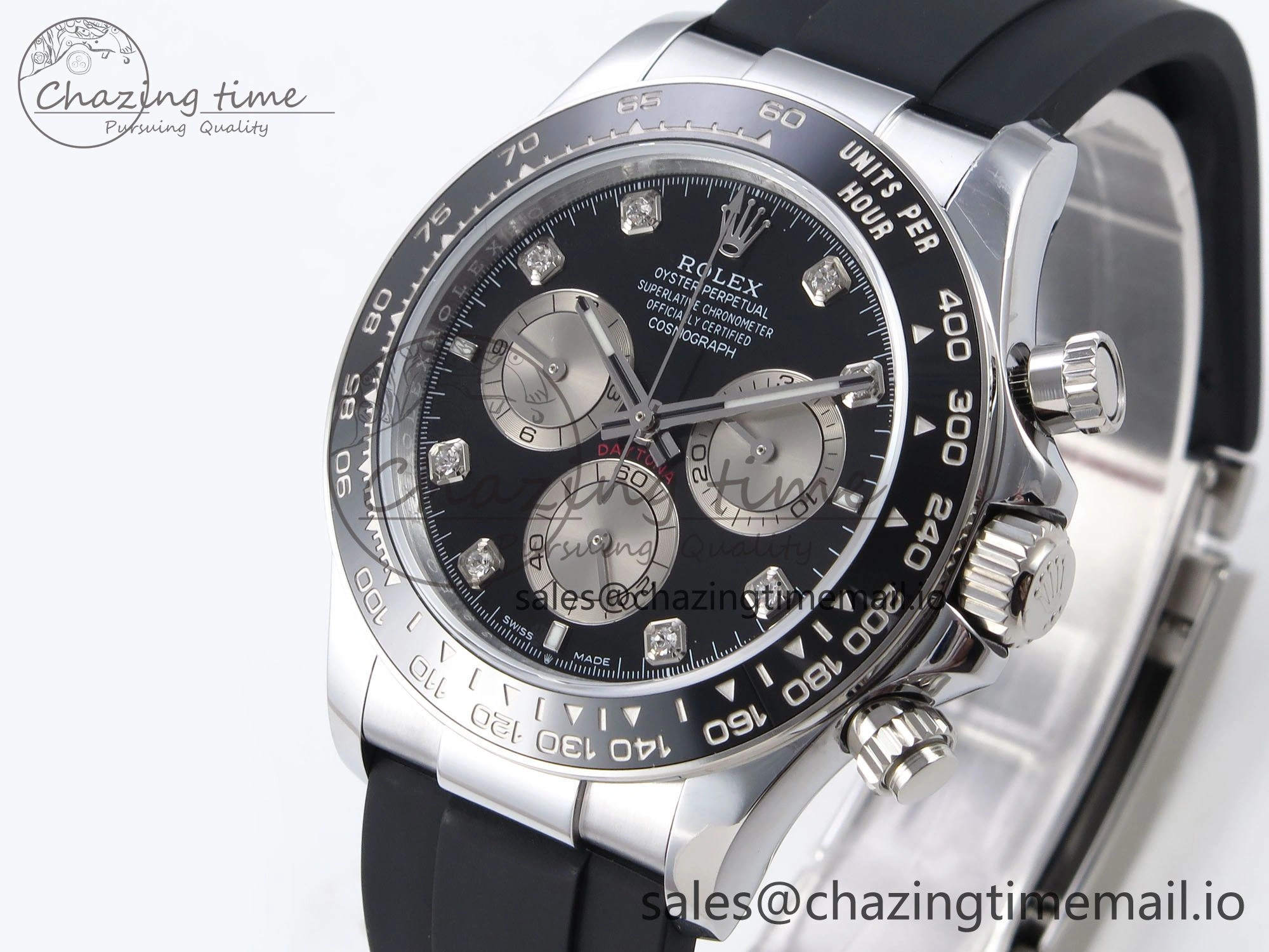 Original Daytona 126519 QF 1:1 Best Edition Black Silver Diamonds Dial on Oysterflex Strap SH4131 V6（Gain Weight） 1204