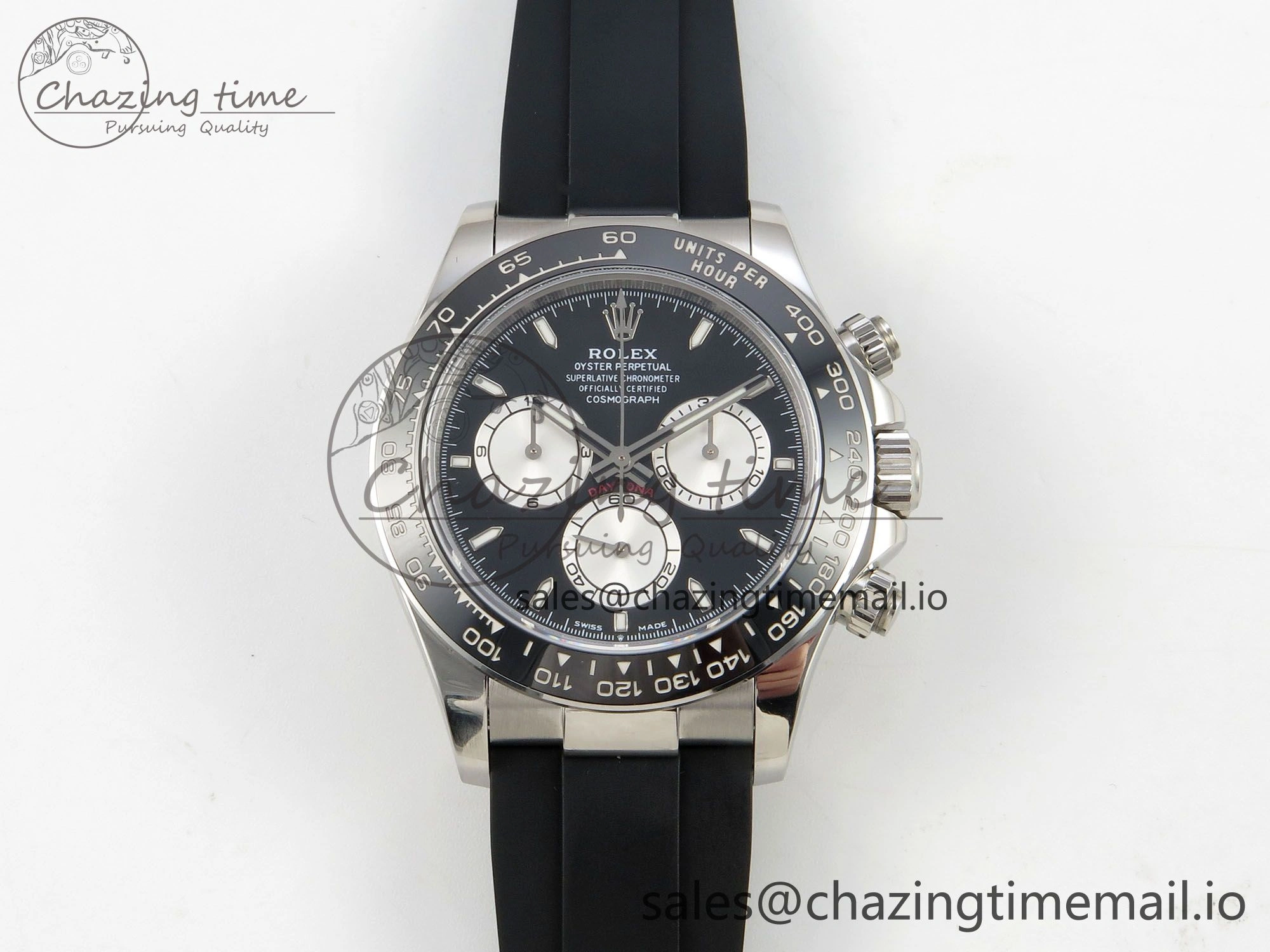 Durable Daytona 126519 SS Clean 1:1 Best Edition Black Ceramic Bezel Black Stick Dial on Oysterflex Rubber Strap DD 228