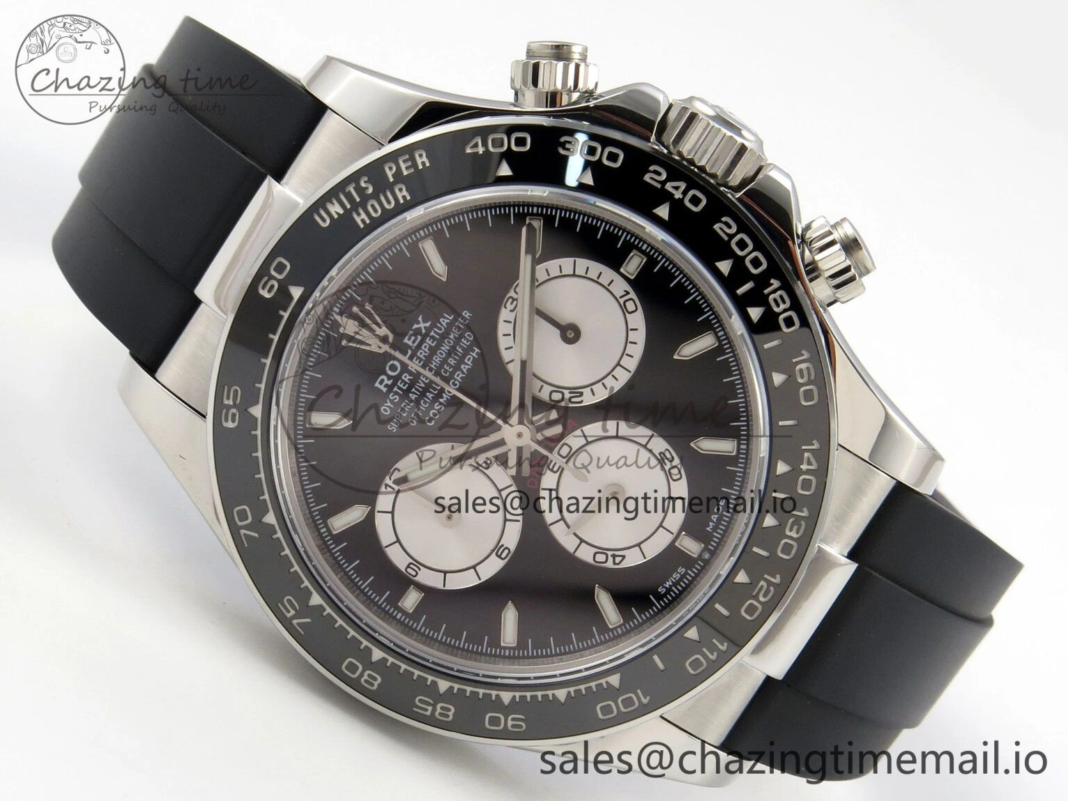 Durable Daytona 126519 SS Clean 1:1 Best Edition Black Ceramic Bezel Black Stick Dial on Oysterflex Rubber Strap DD 228