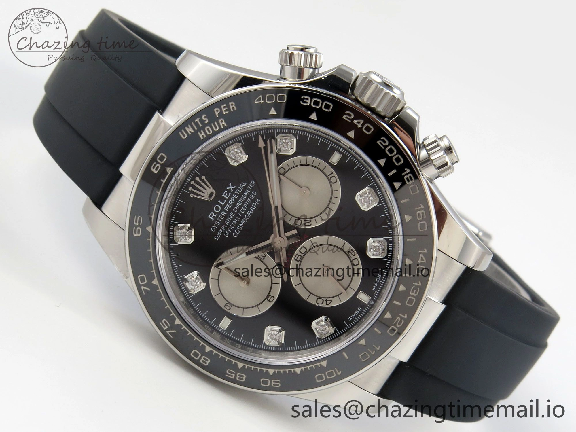 Daytona 126519 VSF 1:1 Best Edition Black Silver Diamonds Dial on Oysterflex Strap VS4131 V2 (Weighted) Lightweight 325