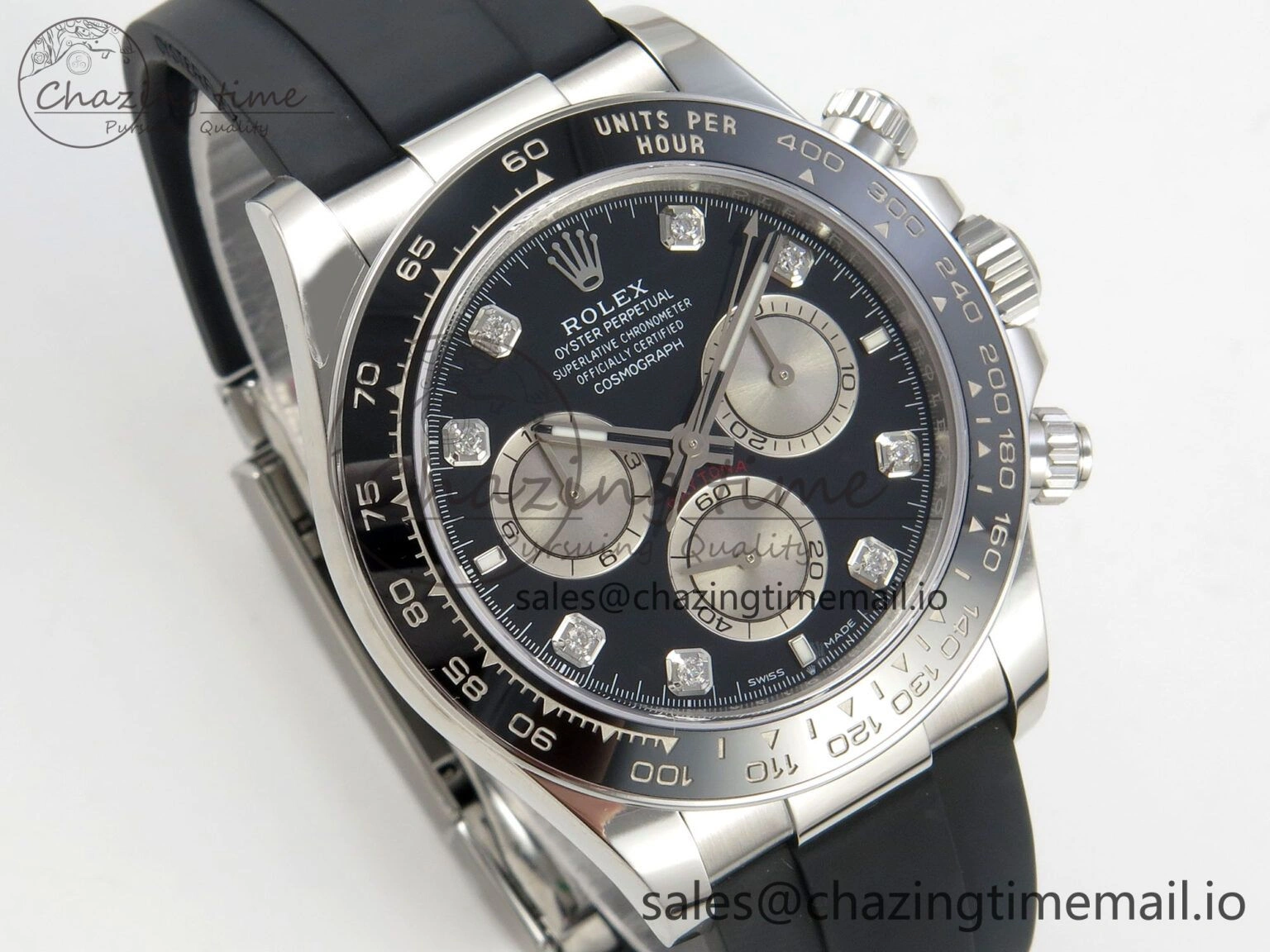 Daytona 126519 VSF 1:1 Best Edition Black Silver Diamonds Dial on Oysterflex Strap VS4131 V2 (Weighted) Lightweight 325