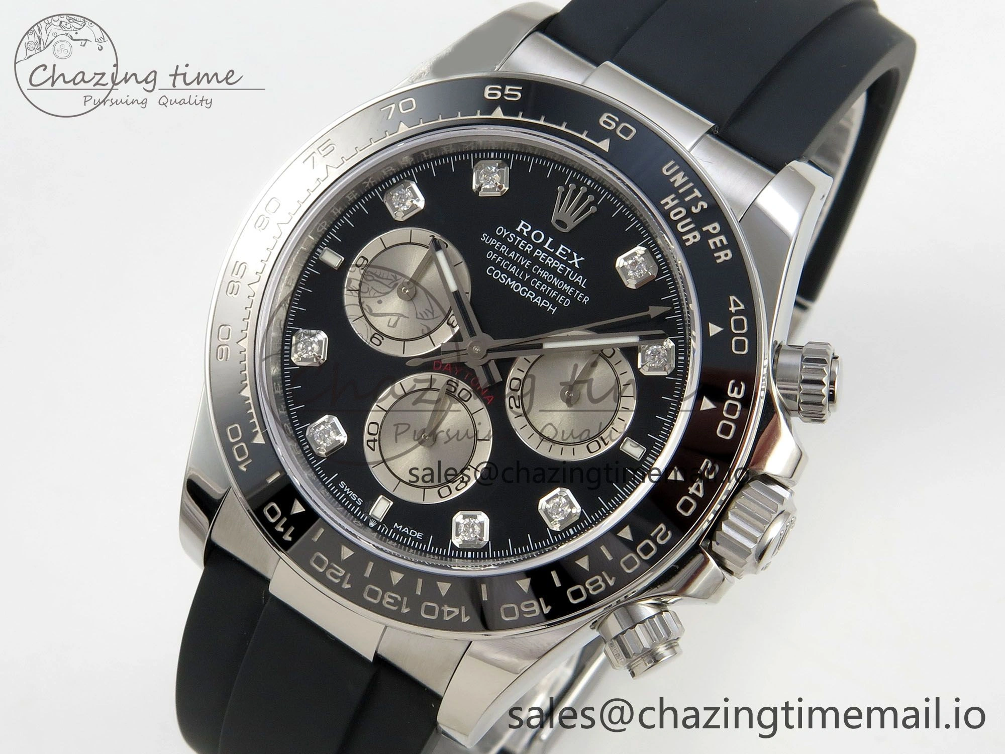Daytona 126519 VSF 1:1 Best Edition Black Silver Diamonds Dial on Oysterflex Strap VS4131 V2 (Weighted) Lightweight 325
