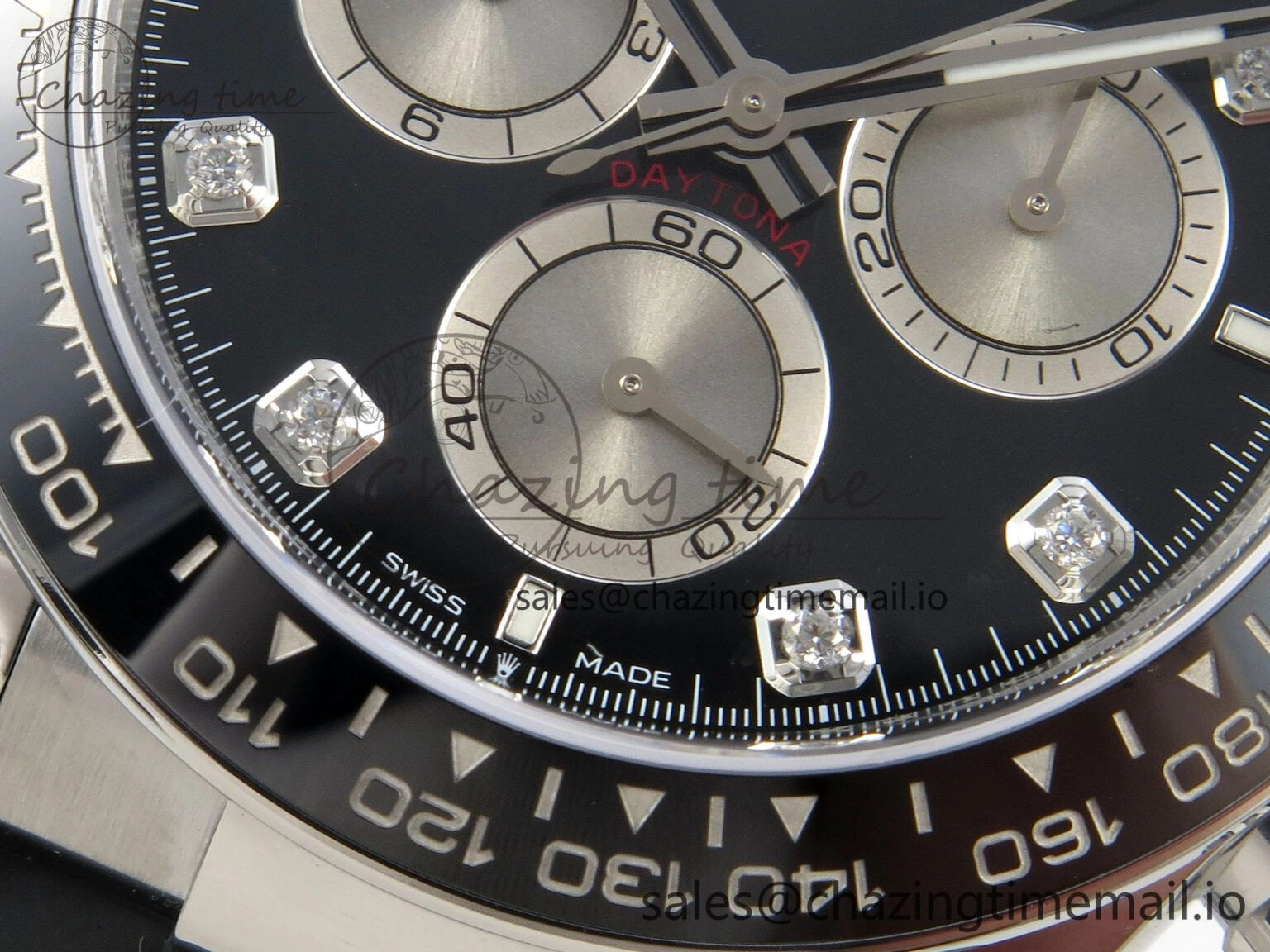 Daytona 126519 VSF 1:1 Best Edition Black Silver Diamonds Dial on Oysterflex Strap VS4131 V2 (Weighted) Lightweight 325