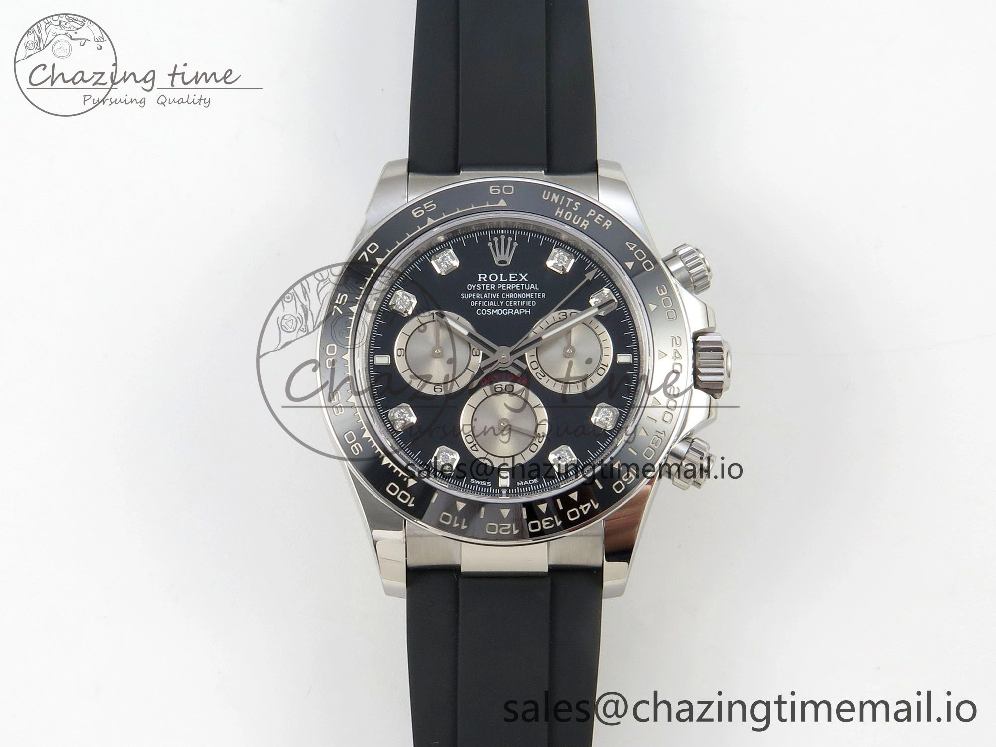 Daytona 126519 VSF 1:1 Best Edition Black Silver Diamonds Dial on Oysterflex Strap VS4131 V2 (Weighted) Lightweight 325