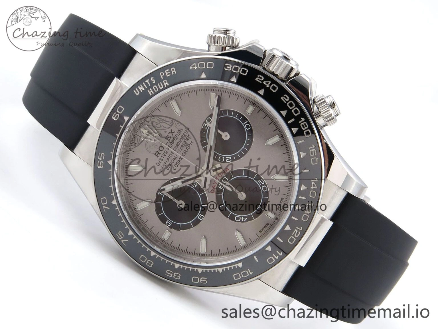 GoAnywhere Daytona 126519LN APF 1:1 Best Edition 904L Steel Grey Dial on Black Rubber Strap DD 1115