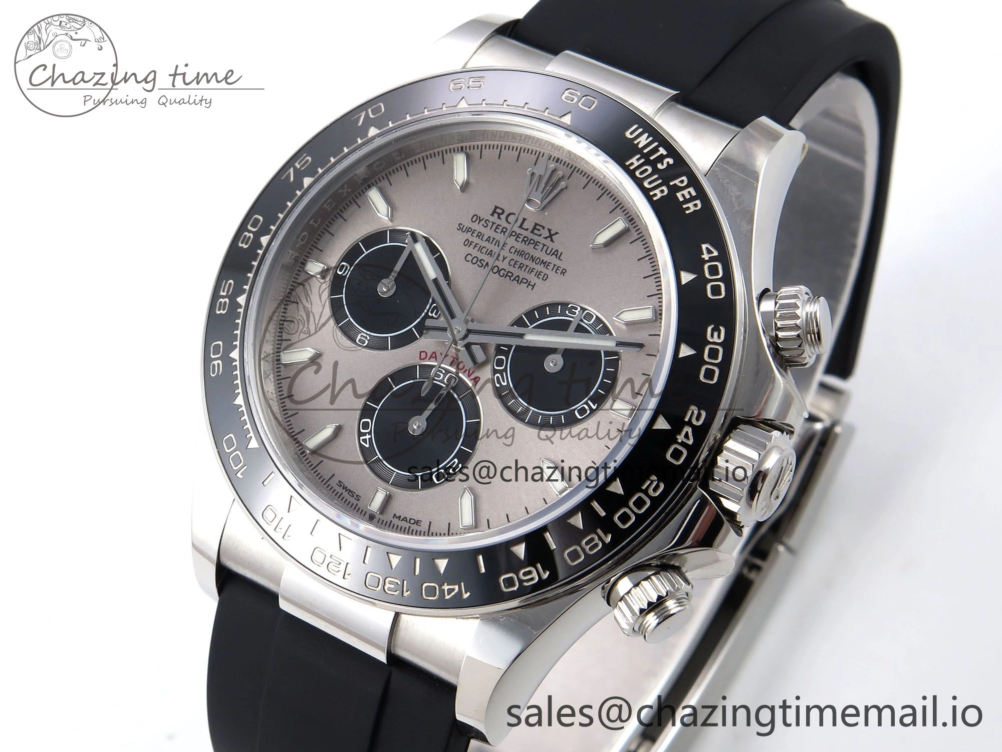 GoAnywhere Daytona 126519LN APF 1:1 Best Edition 904L Steel Grey Dial on Black Rubber Strap DD 1115