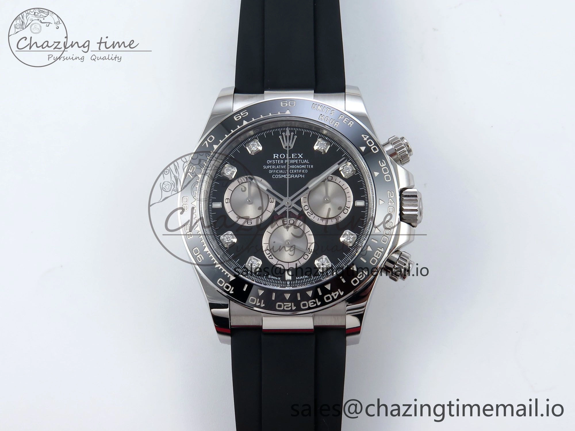 Daytona 126519LN SS Clean 1:1 Best Edition Black Diamonds Dial on Oysterflex Rubber Strap DD NewStyle 225