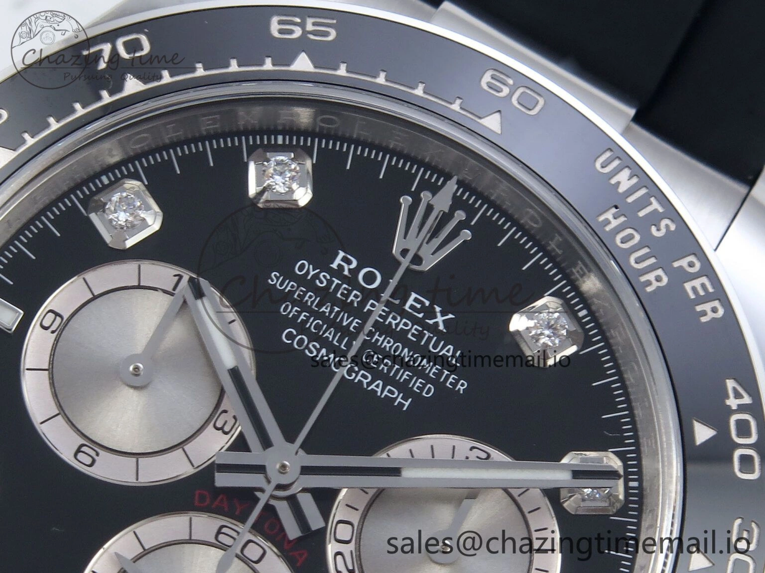 Daytona 126519LN SS Clean 1:1 Best Edition Black Diamonds Dial on Oysterflex Rubber Strap DD NewStyle 225
