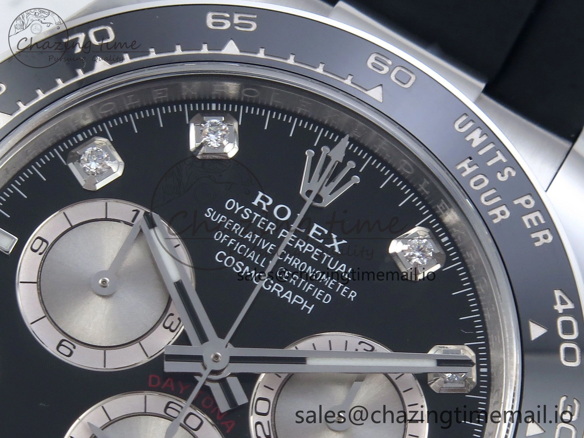Daytona 126519LN SS Clean 1:1 Best Edition Black Diamonds Dial on Oysterflex Rubber Strap DD NewStyle 225