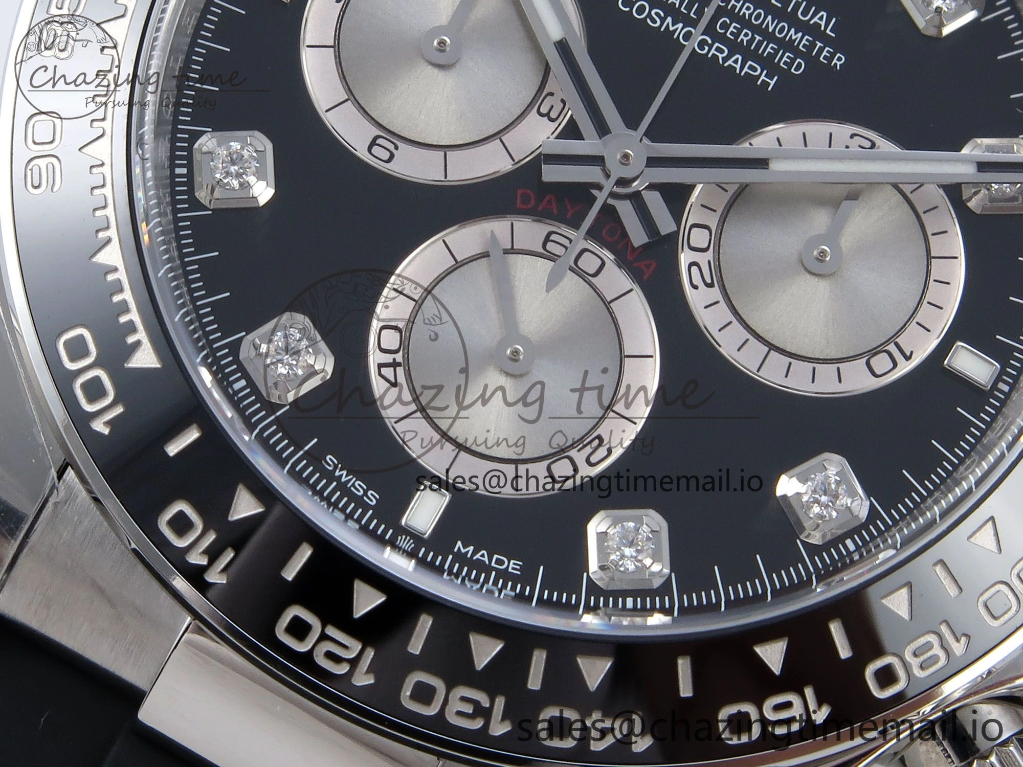 Daytona 126519LN SS Clean 1:1 Best Edition Black Diamonds Dial on Oysterflex Rubber Strap DD NewStyle 225