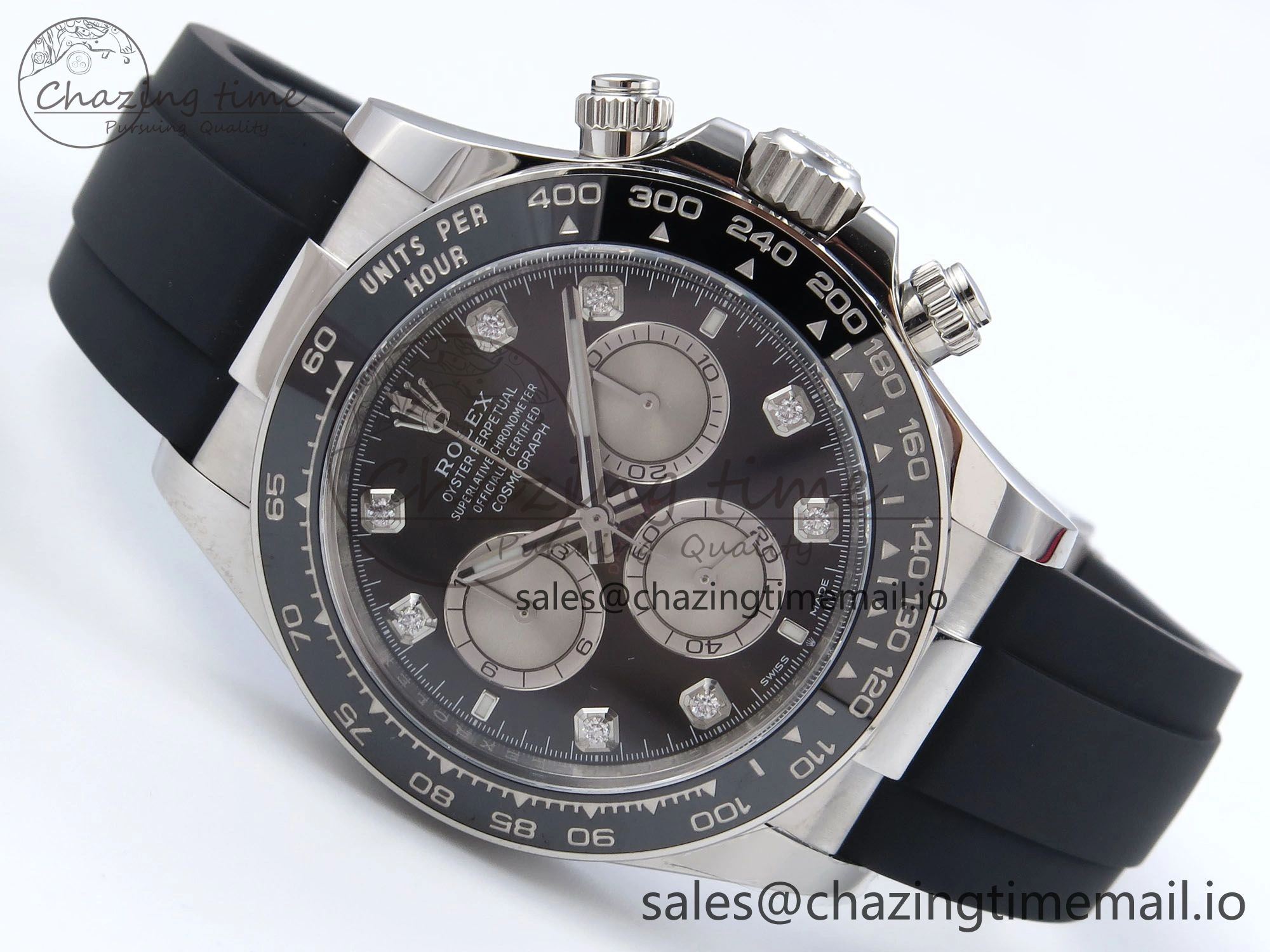 Daytona 126519LN SS Clean 1:1 Best Edition Black Diamonds Dial on Oysterflex Rubber Strap DD NewStyle 225