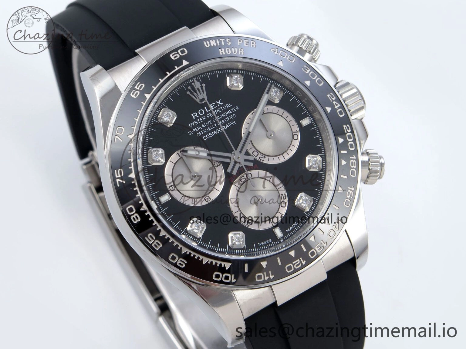Daytona 126519LN SS Clean 1:1 Best Edition Black Diamonds Dial on Oysterflex Rubber Strap DD NewStyle 225