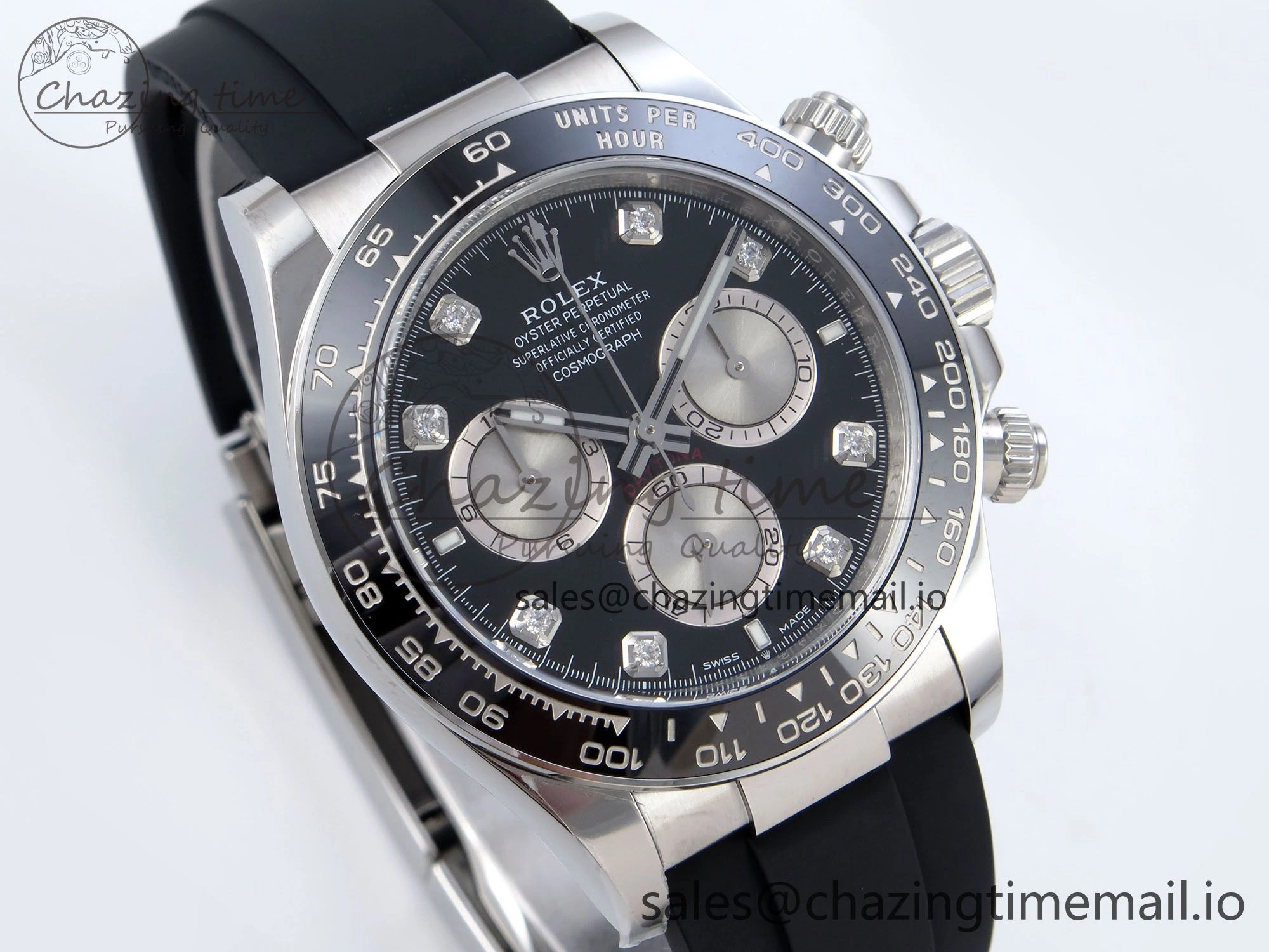 Daytona 126519LN SS Clean 1:1 Best Edition Black Diamonds Dial on Oysterflex Rubber Strap DD NewStyle 225