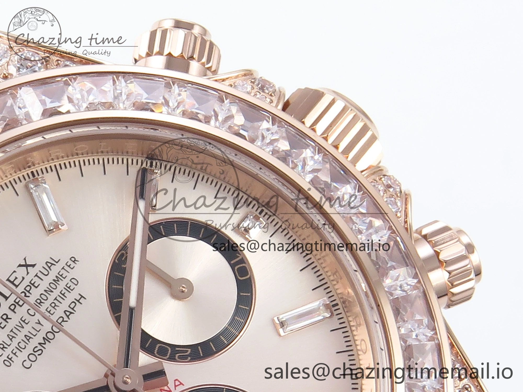 Daytona 126535TBR EWEF 1:1 Best Edition 904L Steel RG Crystal Dial Diamonds Bezel on Black Rubber Strap SH Functional 465
