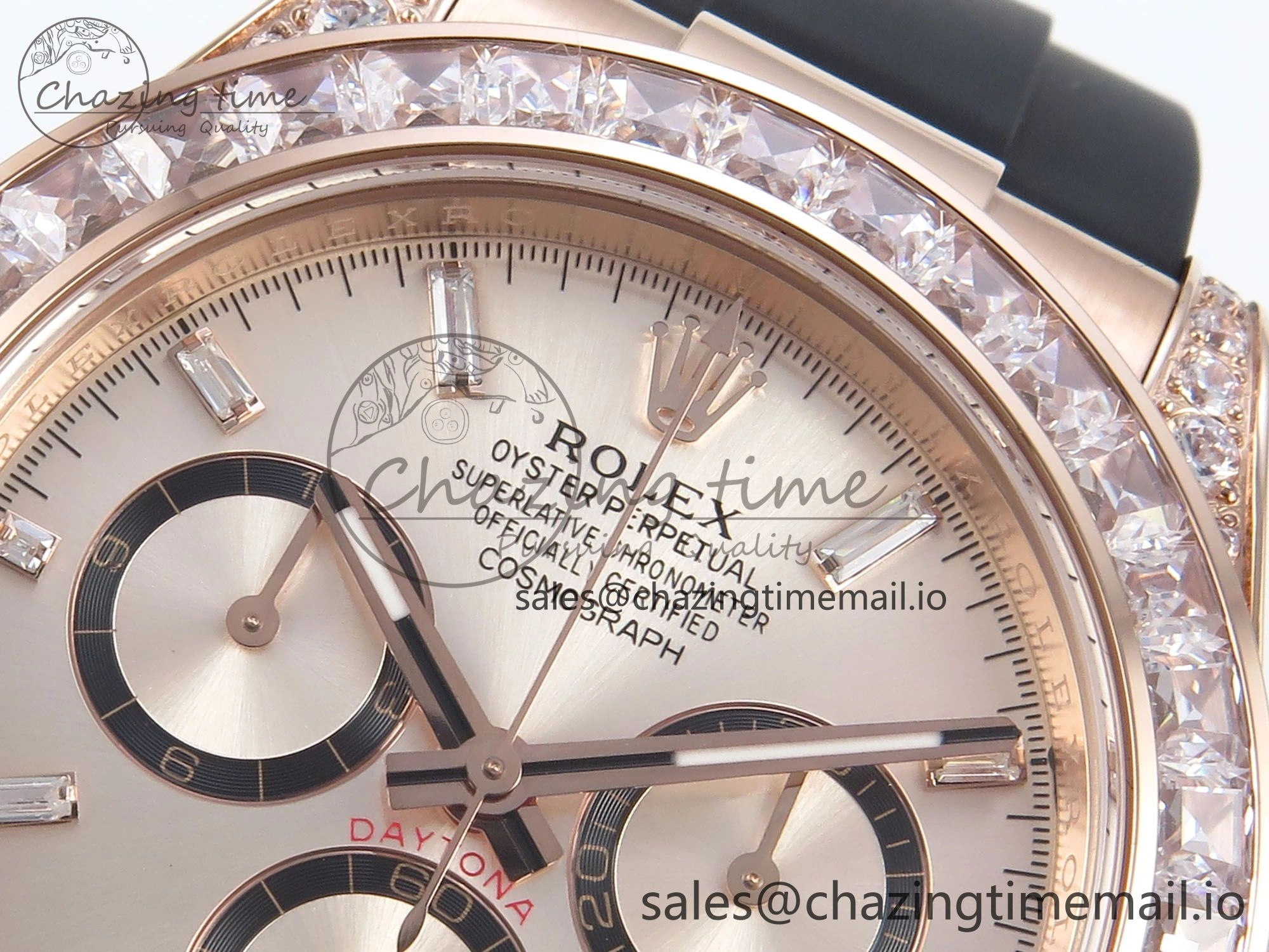 Daytona 126535TBR EWEF 1:1 Best Edition 904L Steel RG Crystal Dial Diamonds Bezel on Black Rubber Strap SH Functional 465