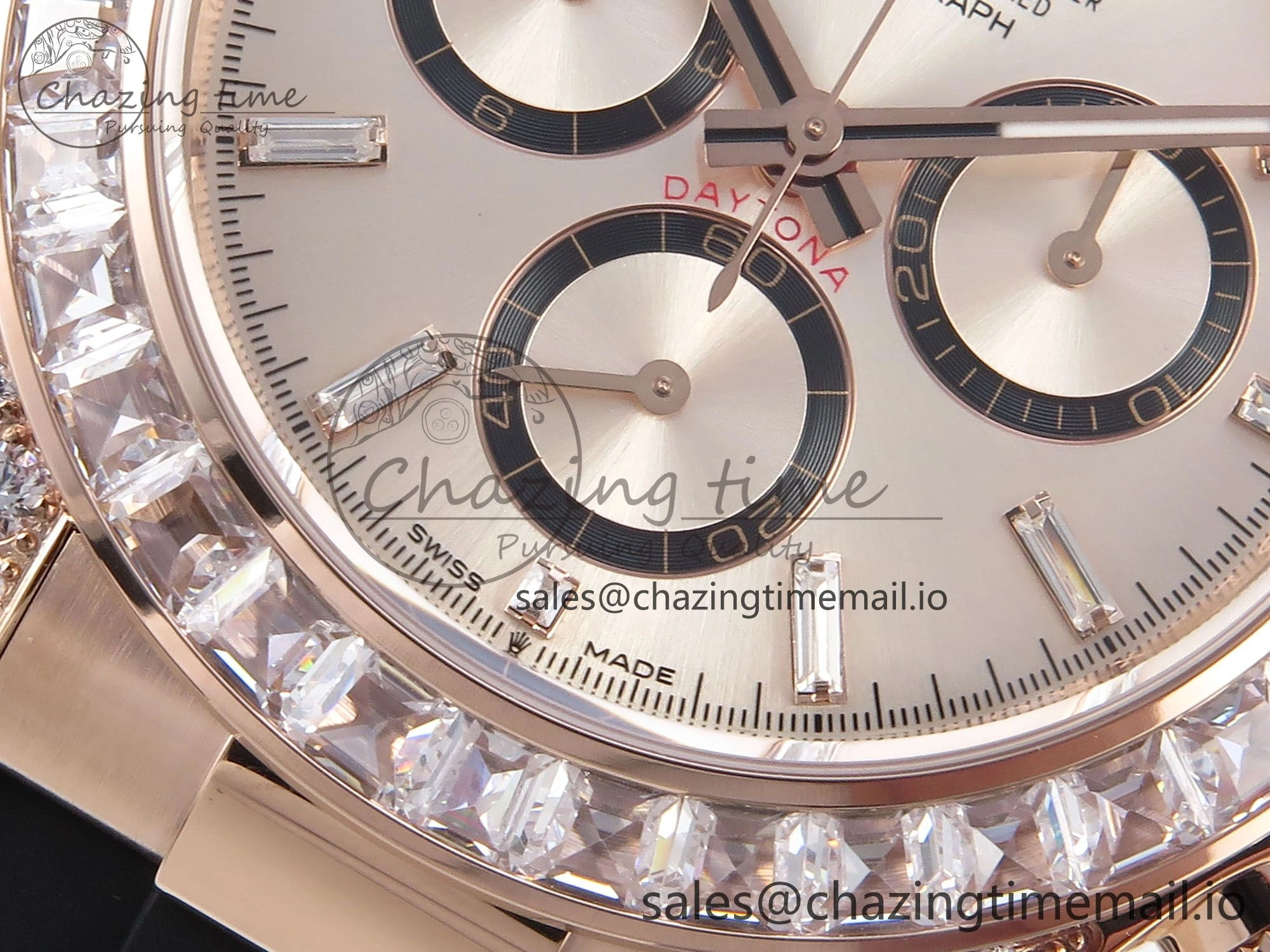 Daytona 126535TBR EWEF 1:1 Best Edition 904L Steel RG Crystal Dial Diamonds Bezel on Black Rubber Strap SH Functional 465