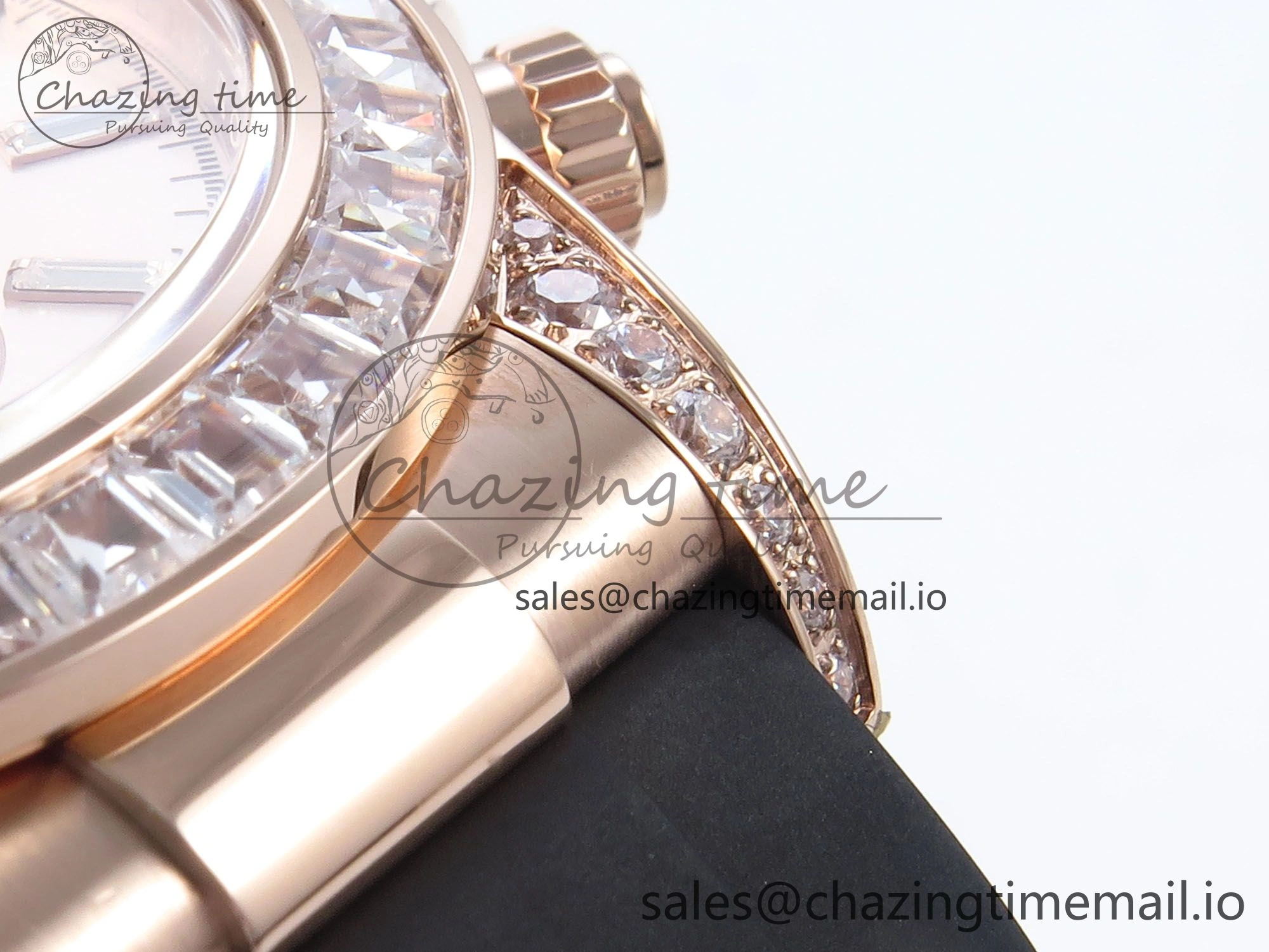 Daytona 126535TBR EWEF 1:1 Best Edition 904L Steel RG Crystal Dial Diamonds Bezel on Black Rubber Strap SH Functional 465