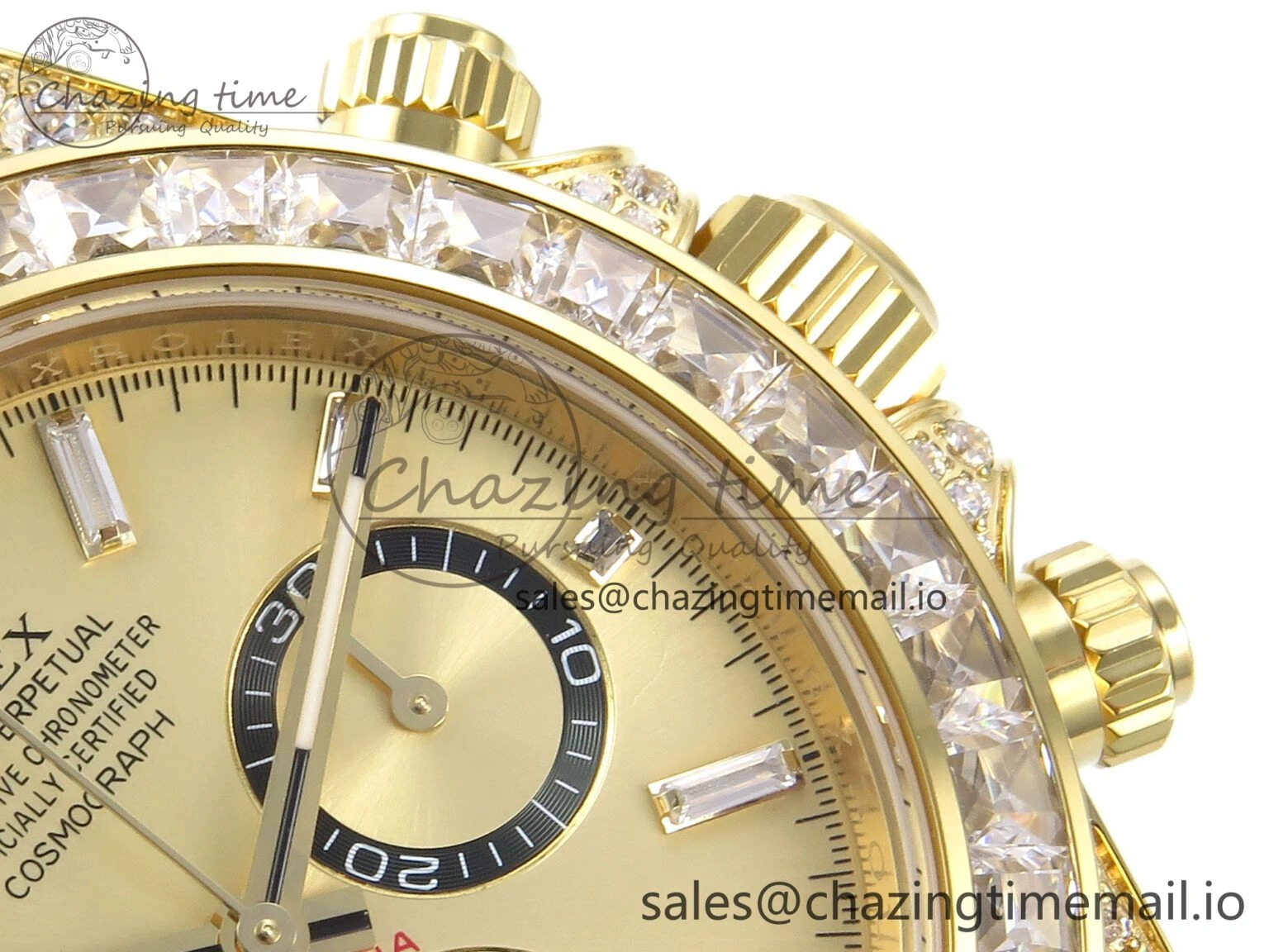 Stylish Daytona 126538TBR EWEF 1:1 Best Edition 904L Steel YG Crystal Dial Diamonds Bezel on Black Rubber Strap SH 463