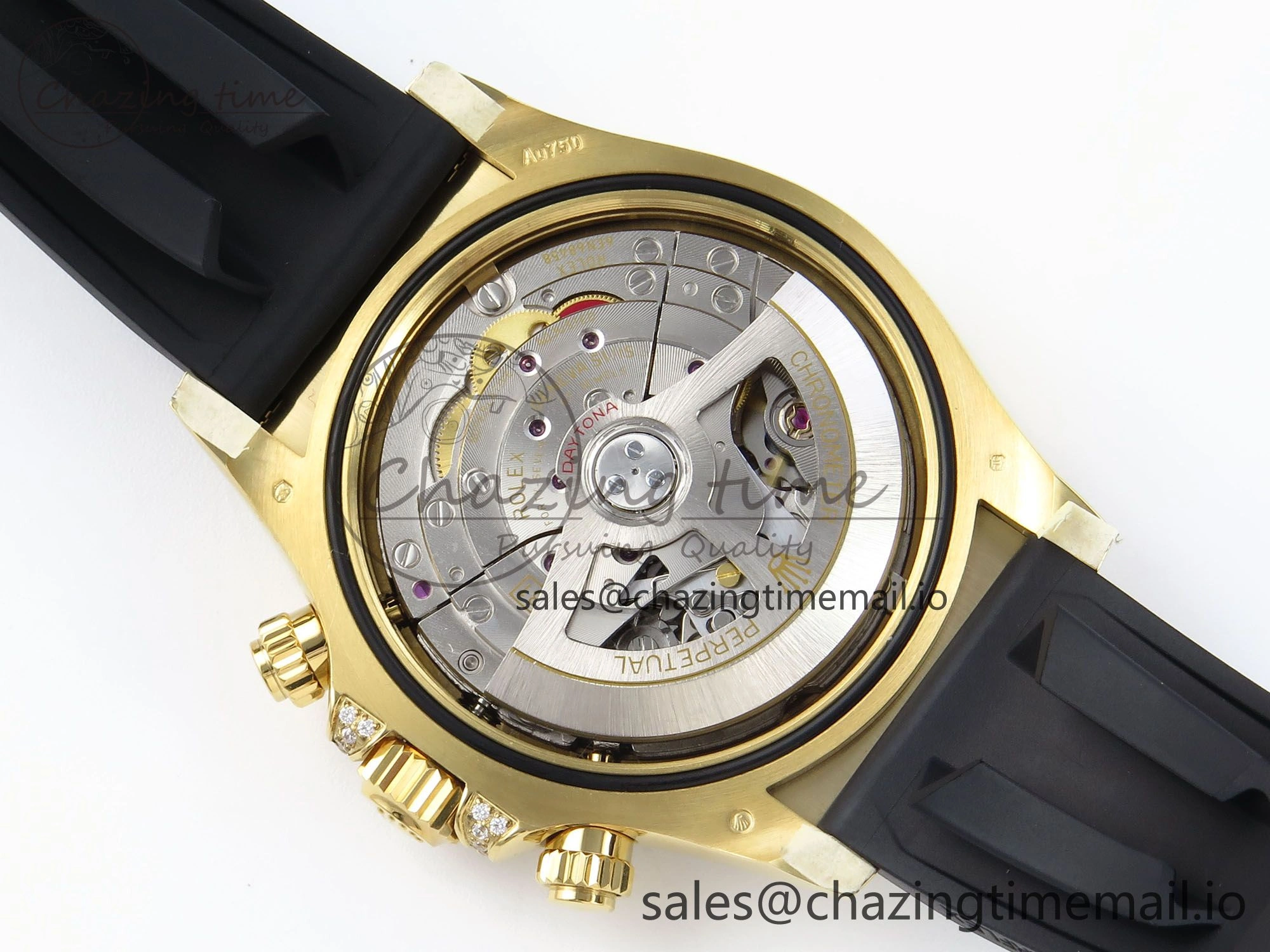 Stylish Daytona 126538TBR EWEF 1:1 Best Edition 904L Steel YG Crystal Dial Diamonds Bezel on Black Rubber Strap SH 463