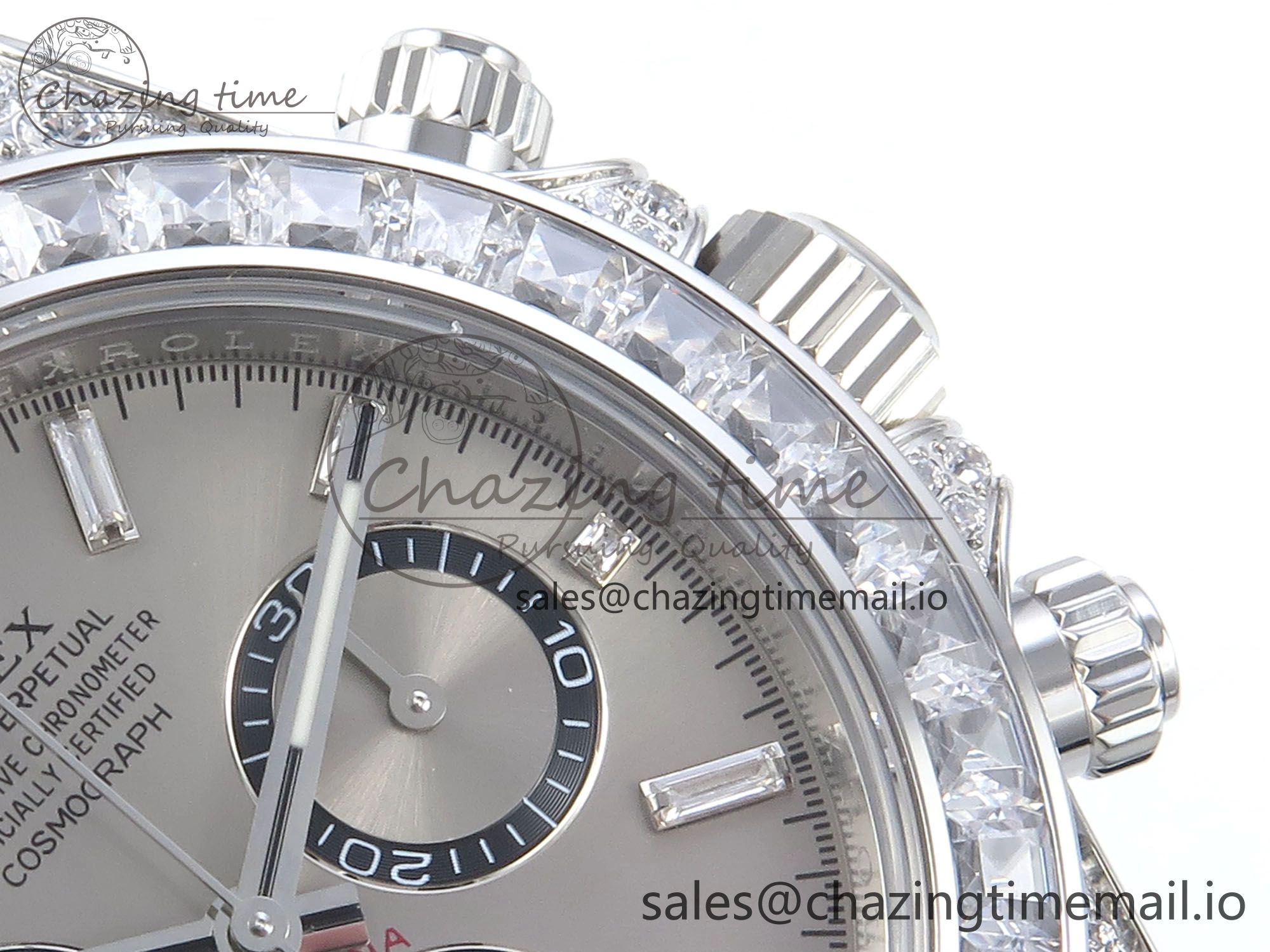 Attractive Daytona 126539TBR EWEF 1:1 Best Edition 904L Steel Gray Crystal Dial Diamonds Bezel on Black Rubber Strap SH 466