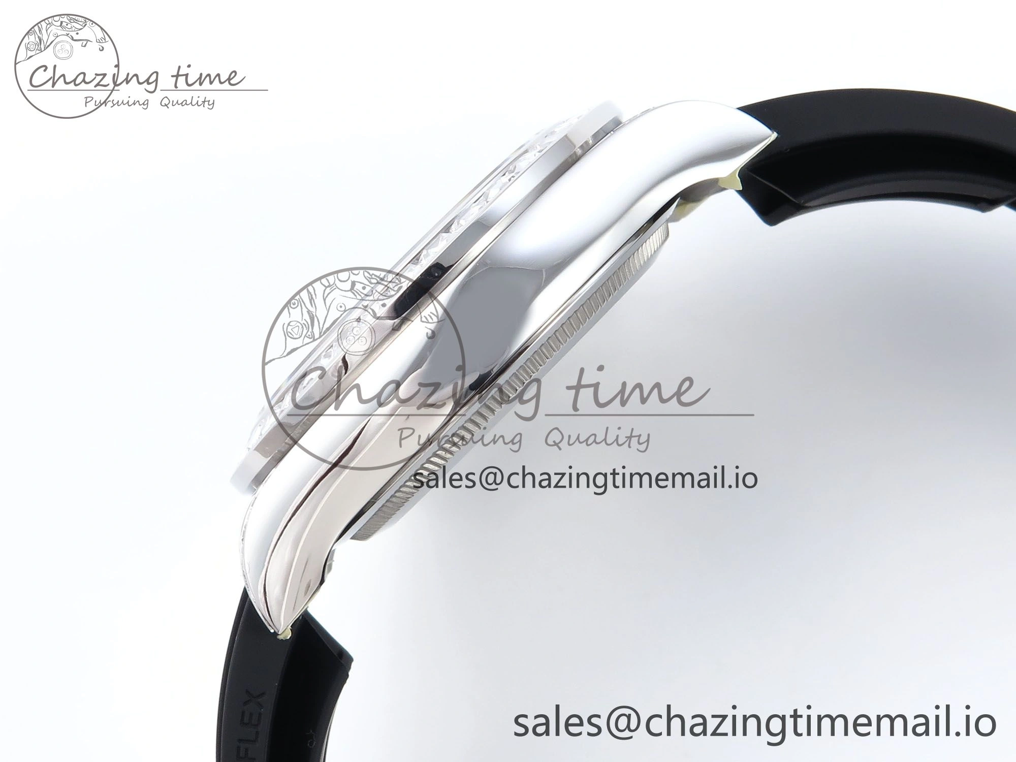 Attractive Daytona 126539TBR EWEF 1:1 Best Edition 904L Steel Gray Crystal Dial Diamonds Bezel on Black Rubber Strap SH 466