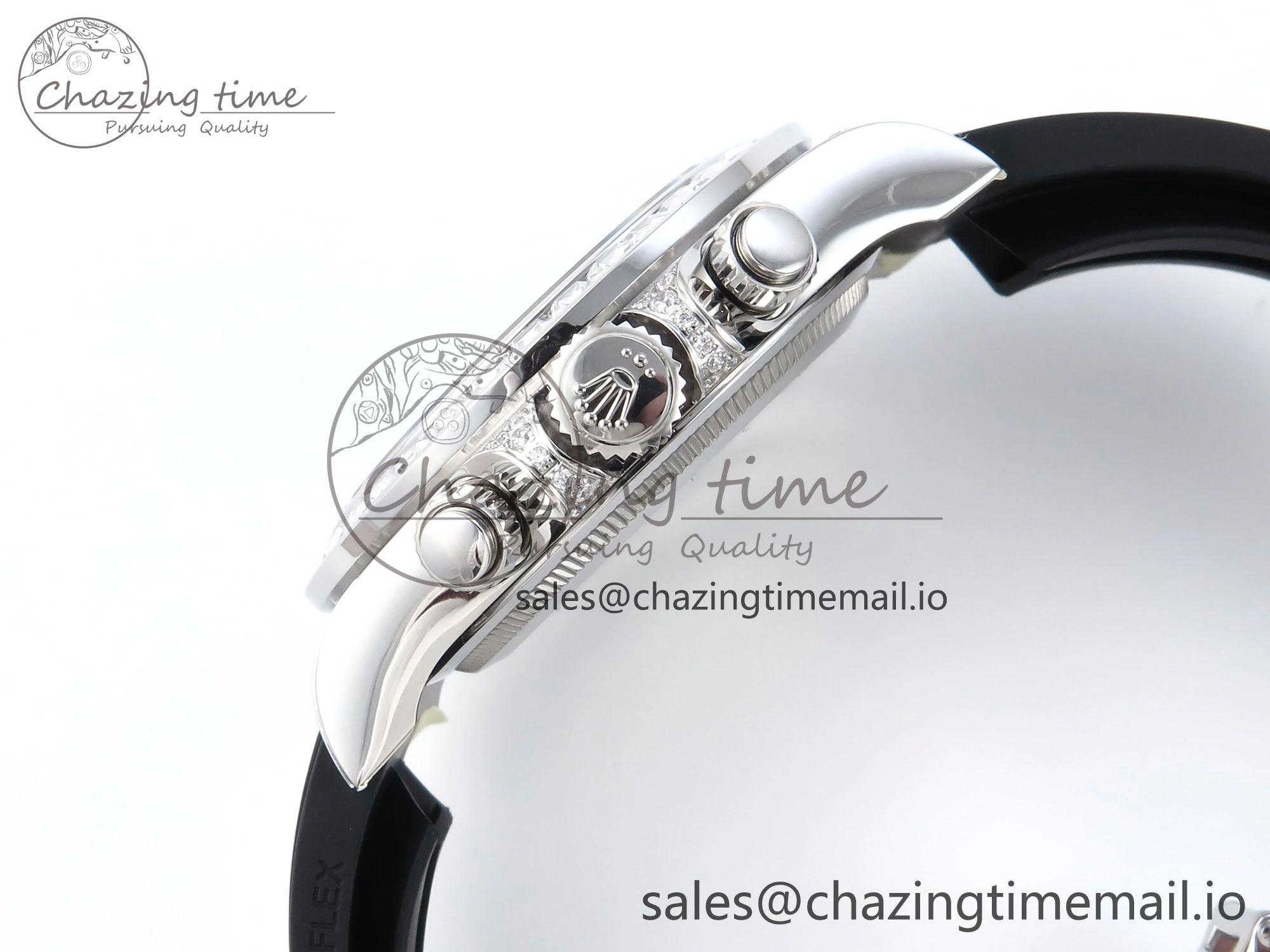 Attractive Daytona 126539TBR EWEF 1:1 Best Edition 904L Steel Gray Crystal Dial Diamonds Bezel on Black Rubber Strap SH 466