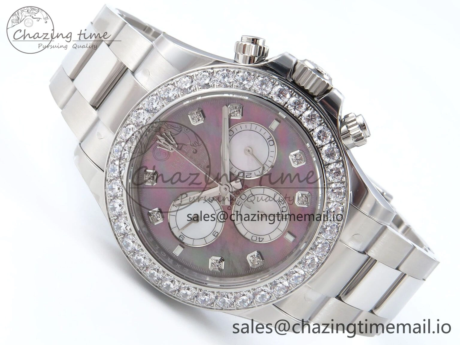 Durable Daytona 126579RBR EWEF 1:1 Best Edition 904L Steel Gray MOP Dial Diamonds Bezel on SS Bracelet SH 462